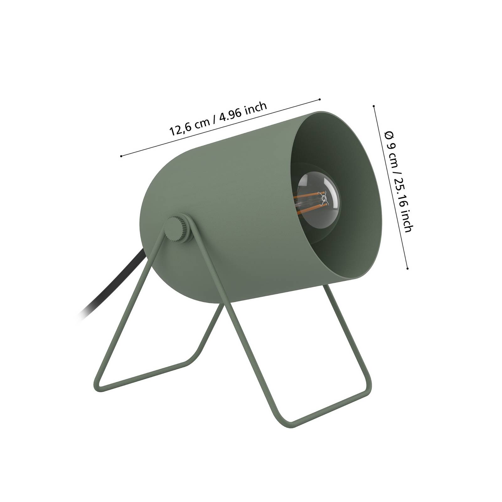 Lampa stołowa Tilston, ciemnozielona, wysokość 15 cm, stal, E14