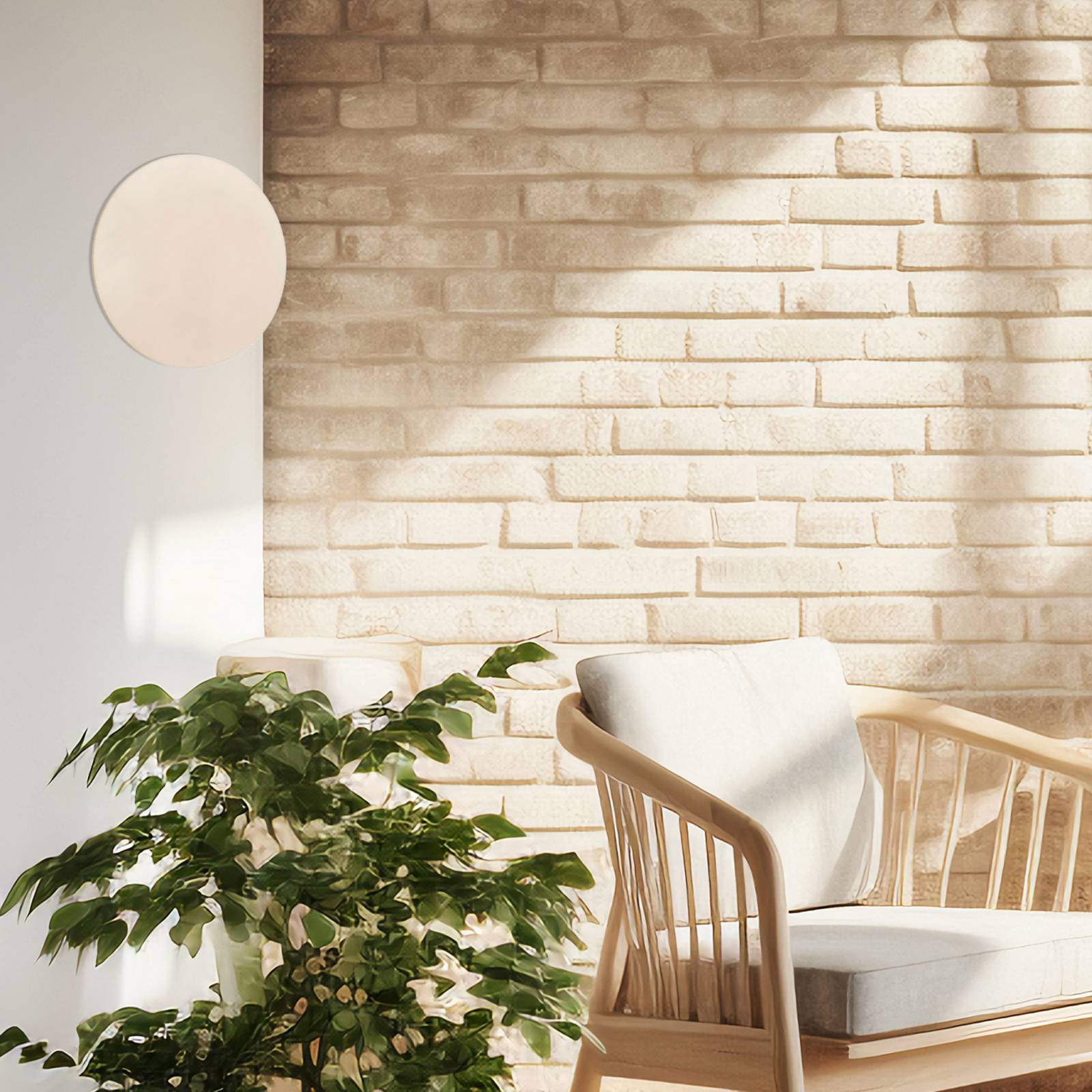 LED-Wandleuchte Orios Plus, sandfarben, Metall, Ø 30 cm günstig online kaufen