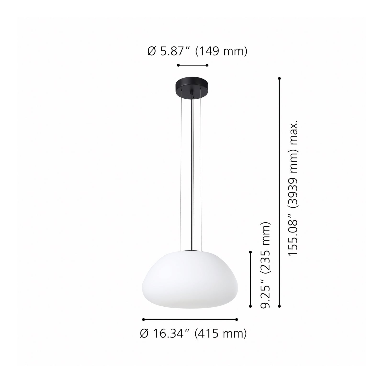 Suspension Balmes, blanche, Ø 42 cm, verre - Stars of Light