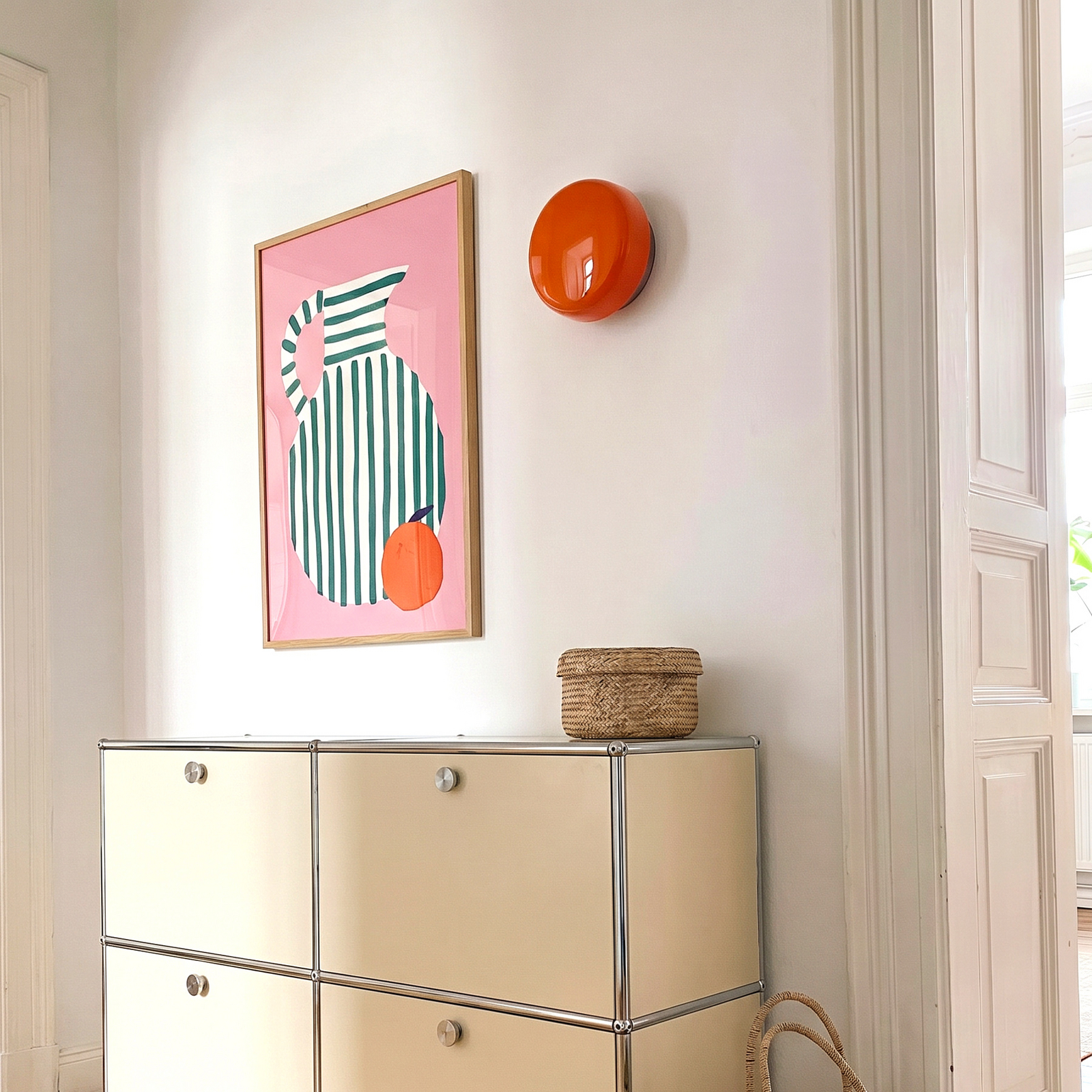 Wandlamp BonBon, oranje, Ø 16 cm, glas