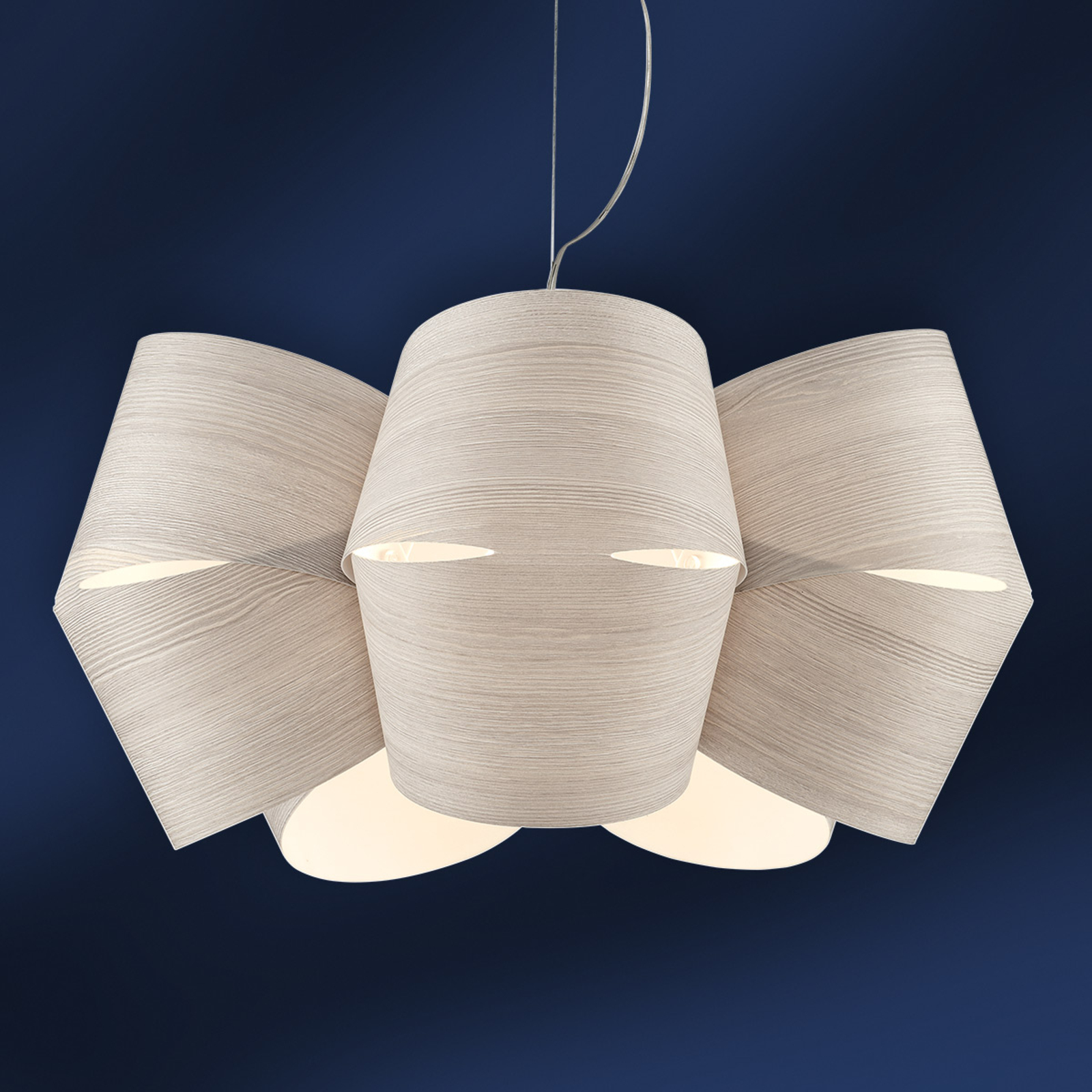 Hanglamp mini Alien, houtoptiek, ijsgrijs