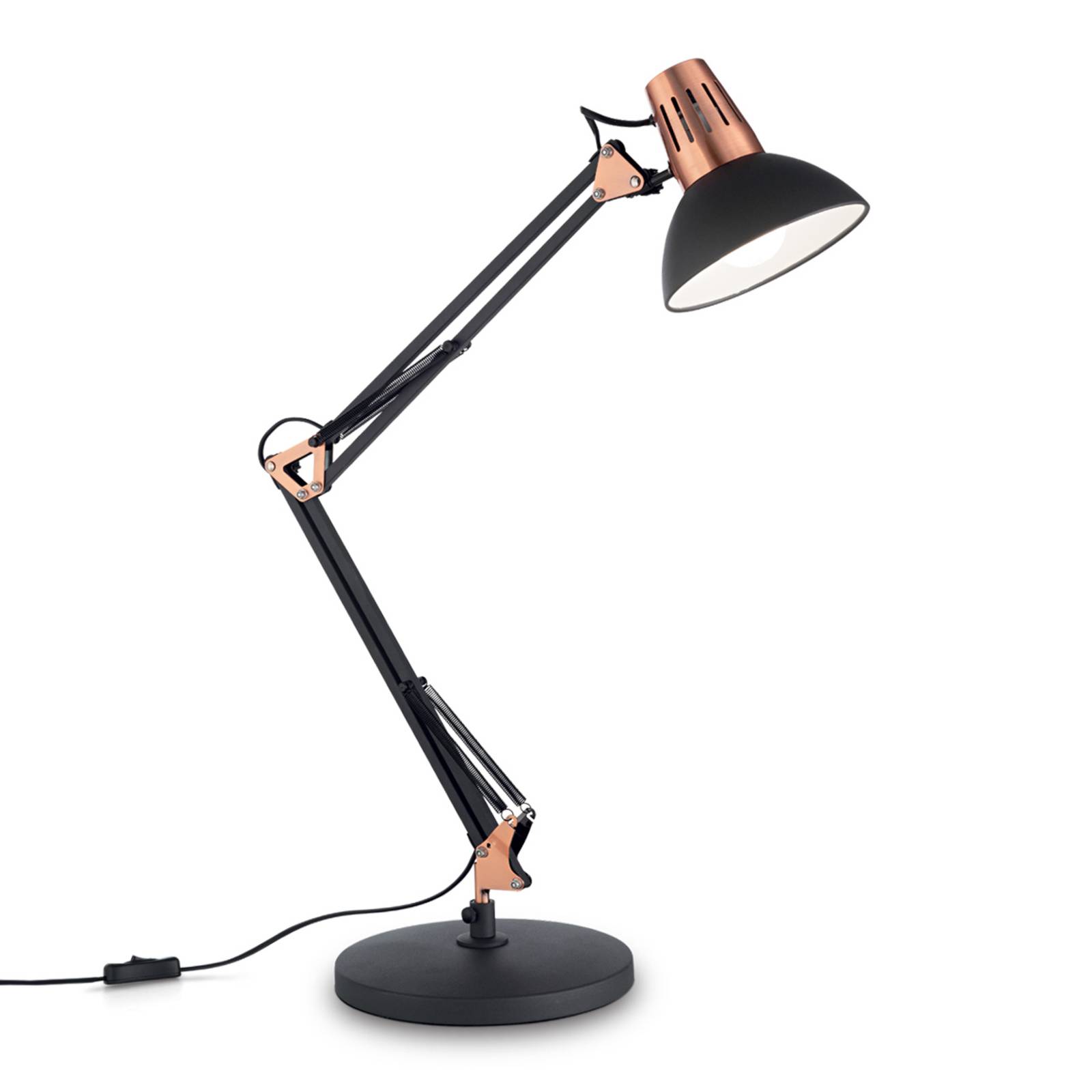 Wally bordlampe med leddelt lampearm sort/kobber