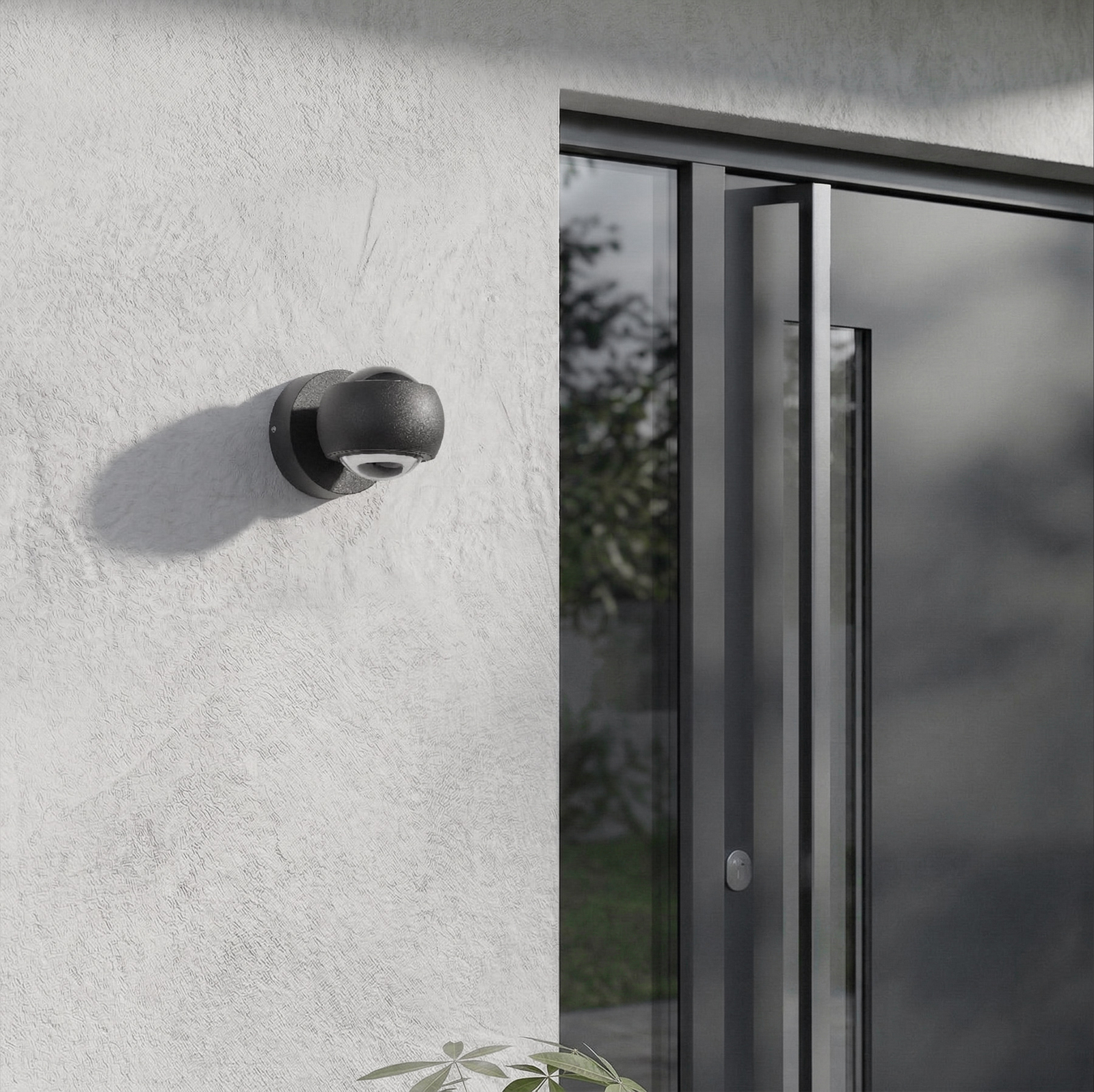 Lindby LED-Außenwandstrahler Focra, schwarz, 2-fl, CCT, IP54