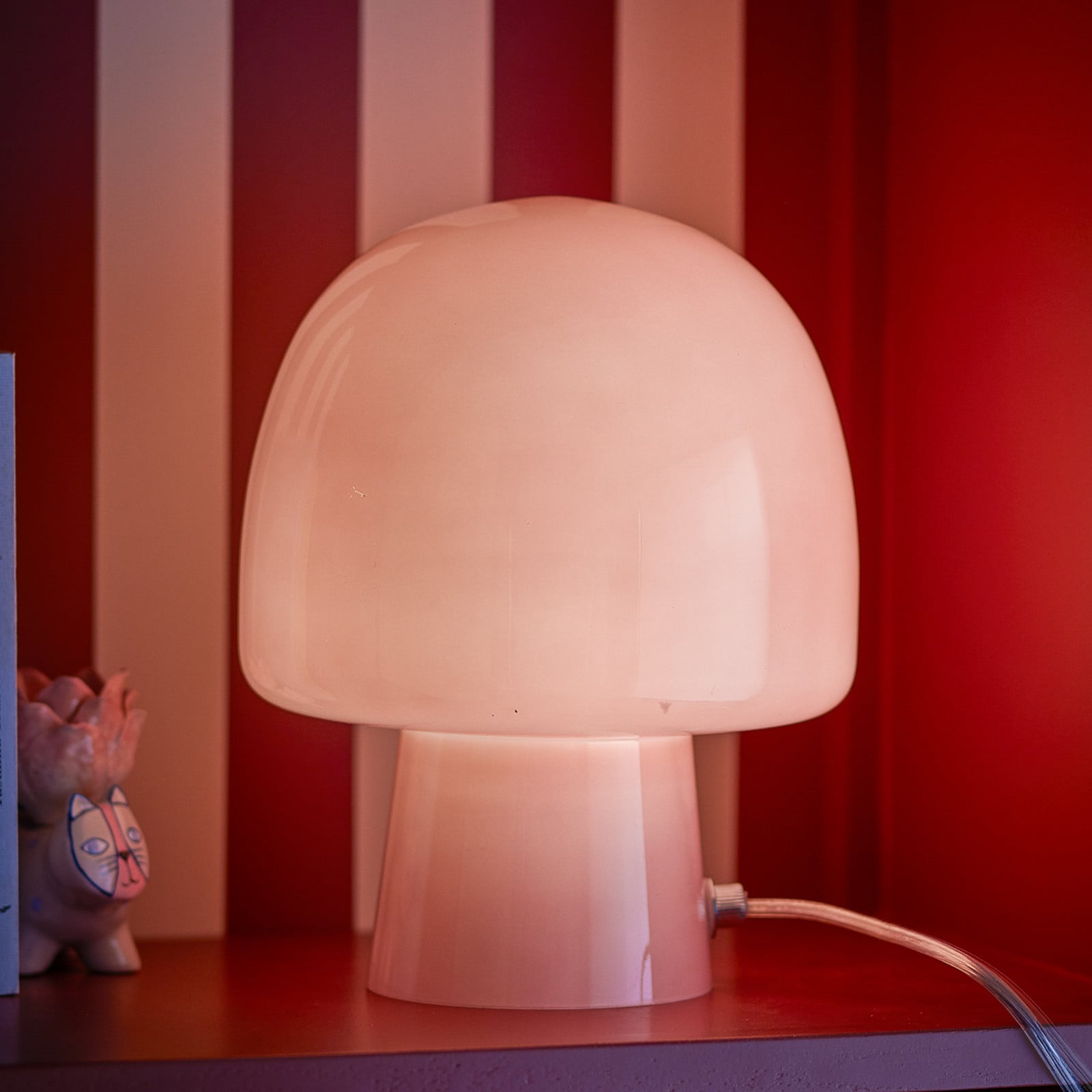 Paddy bordlampe, lyserød, glas, højde 26,5 cm Bloomingville - Stue - Ungdommelig - Med én lyskilde billede