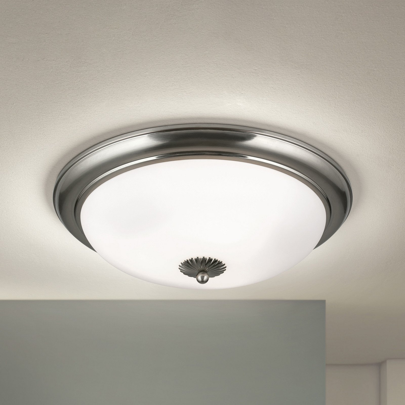 ORION Plafonieră Empire Ø 48 cm nichel mat sticlă opală mată - Camera de zi / sufragerie - Antichitate - nichel mat opal mat - Metal