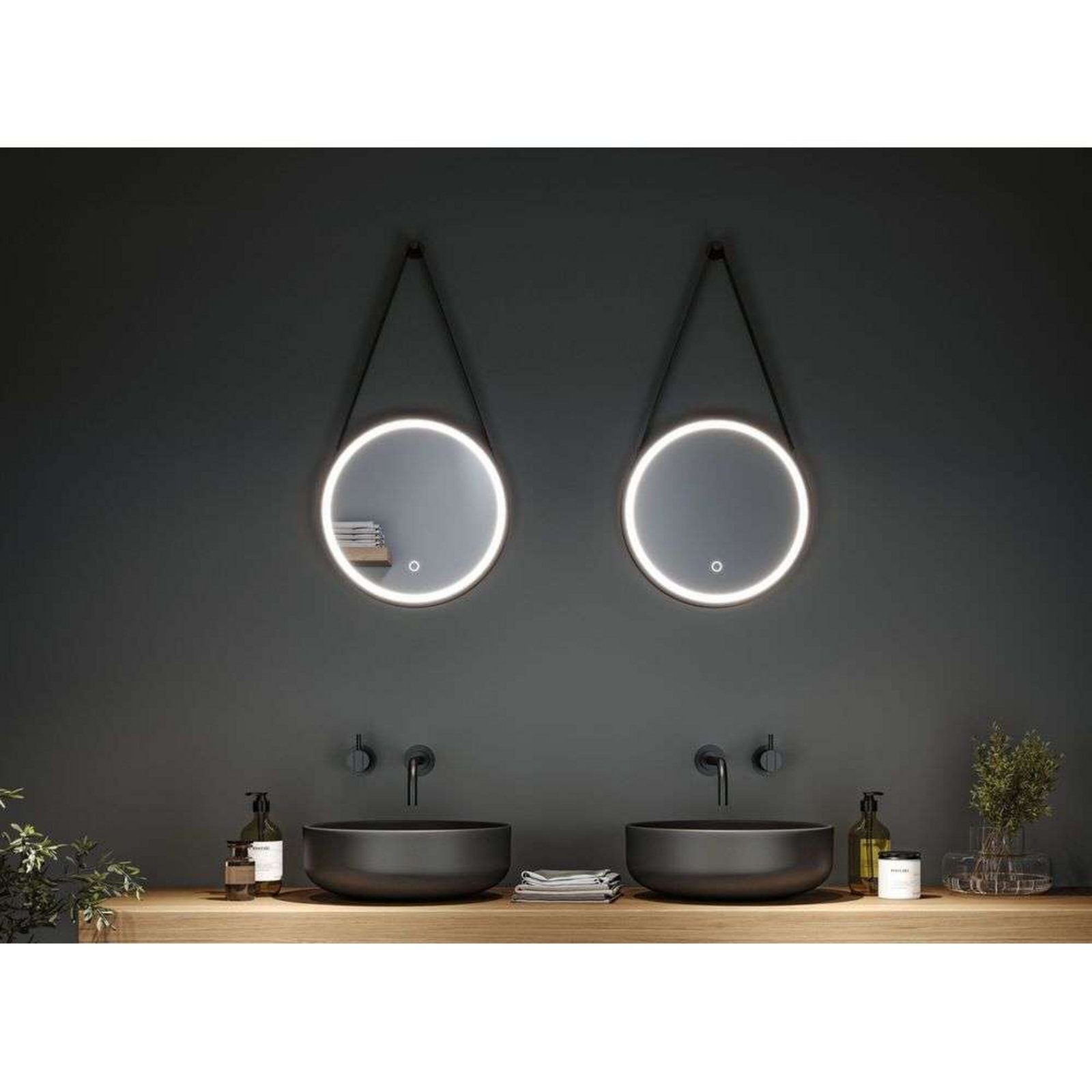 Miro LED Illuminated Mirror TW IP44 Matt Negru - Paulmann