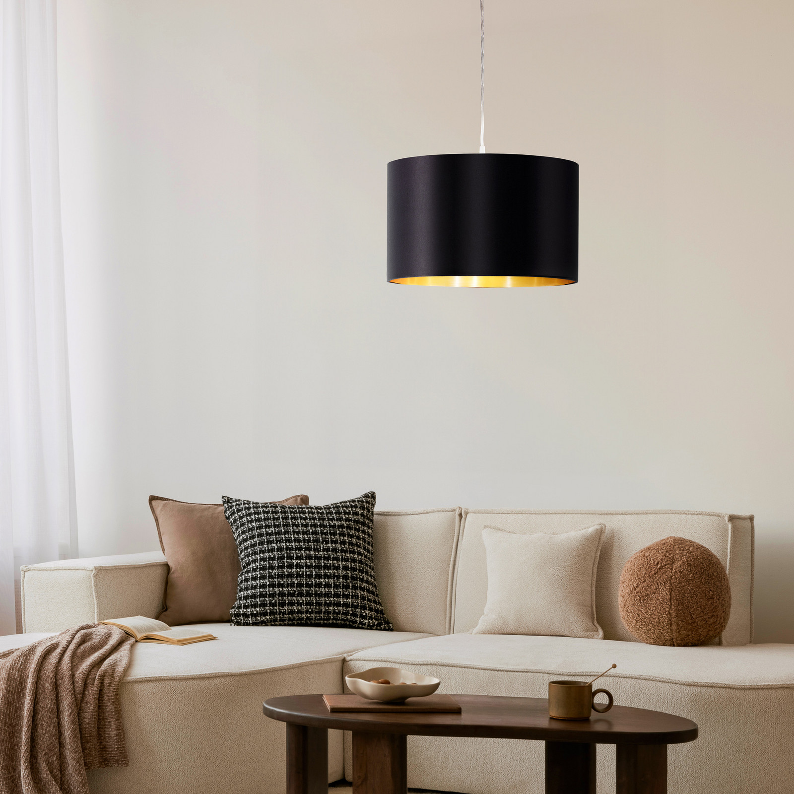 Leico lampă suspendată textilă 38 cm negru