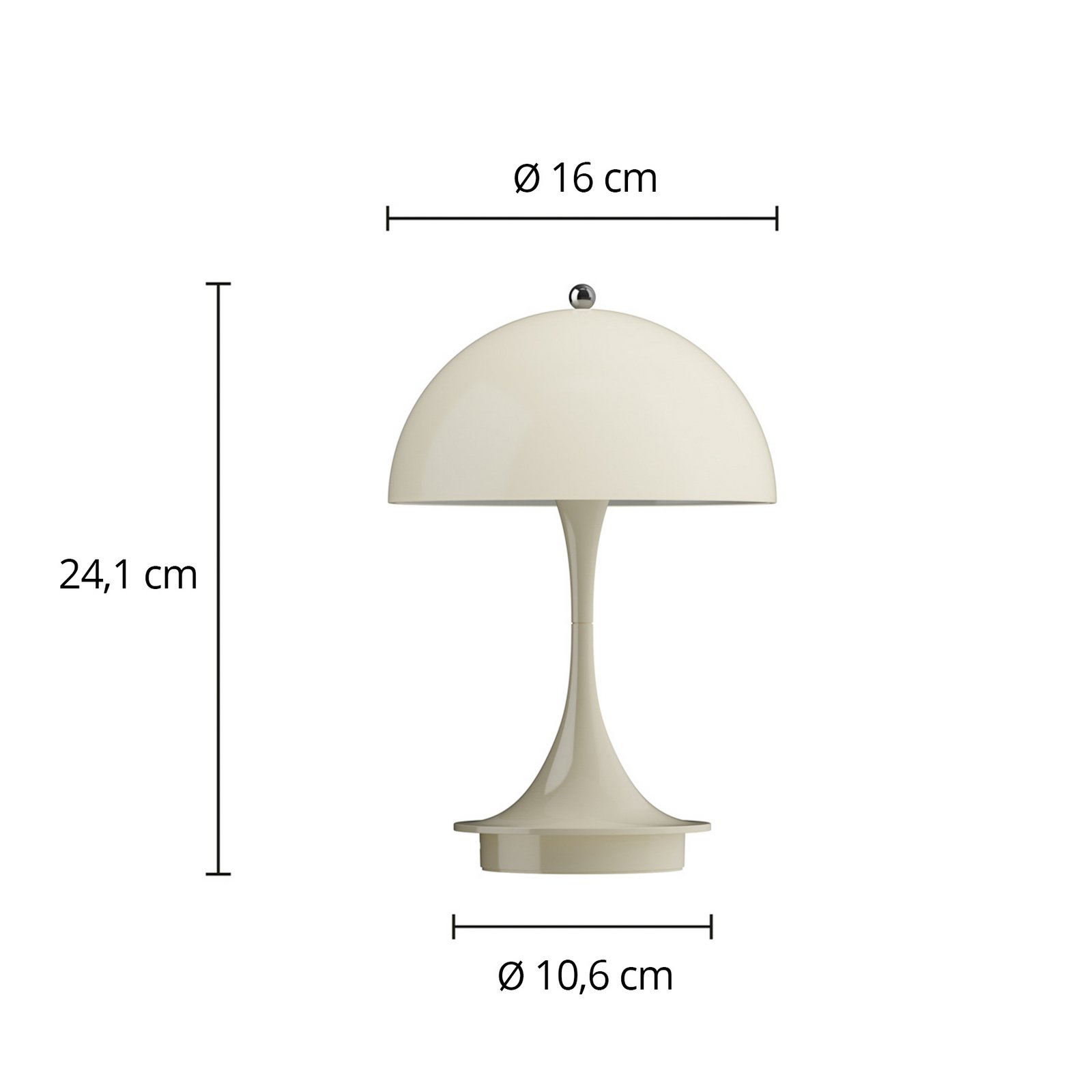 Luminaire rechargeable Panthella 160 PORTABLE V3 Opal Beige - Louis Poulsen