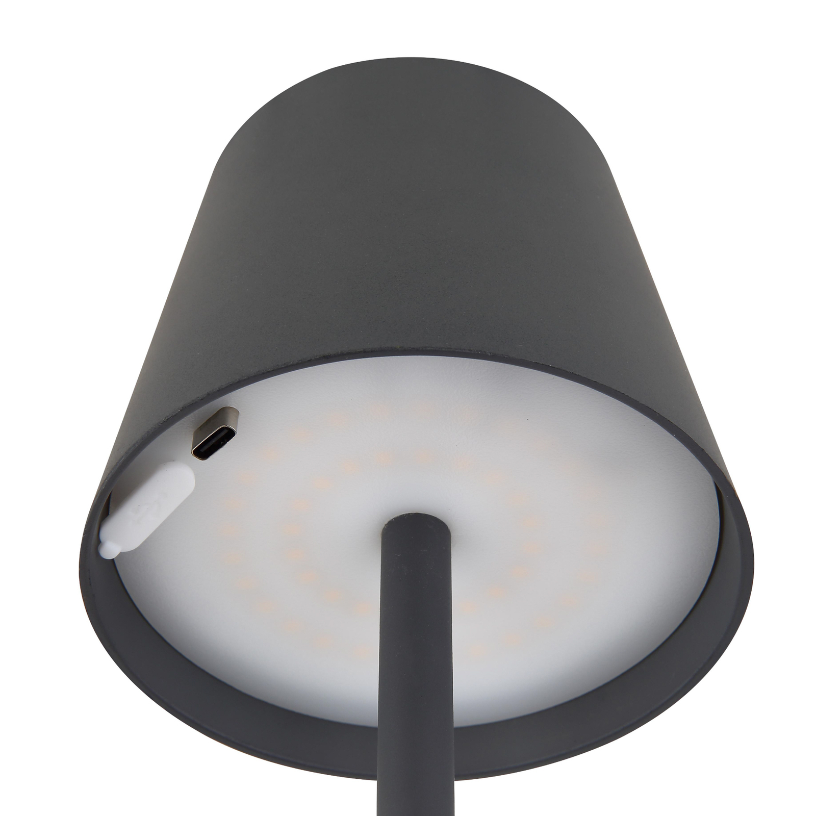 LED-es újratölthető asztali lámpa Vannie, fekete, magasság 36 cm, CCT
