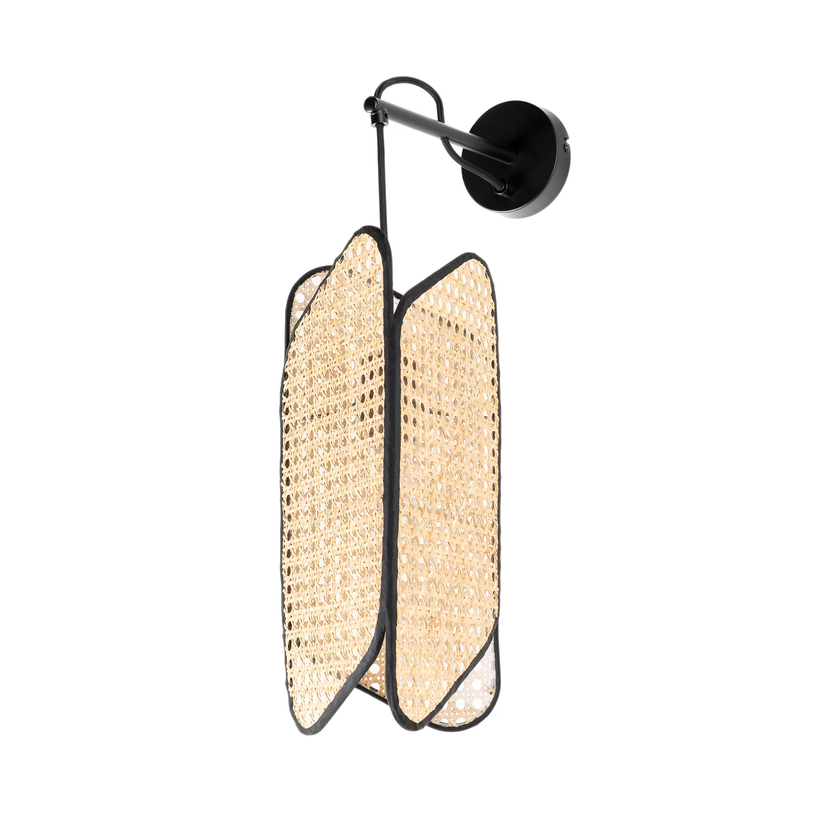 Lucande Bassiola sienas lampa ar bambusa abažūru