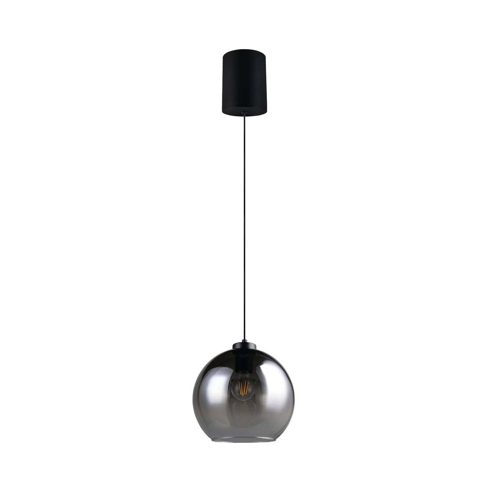 Hanglamp Liora, rookgrijs, Ø 25 cm, glas, E27