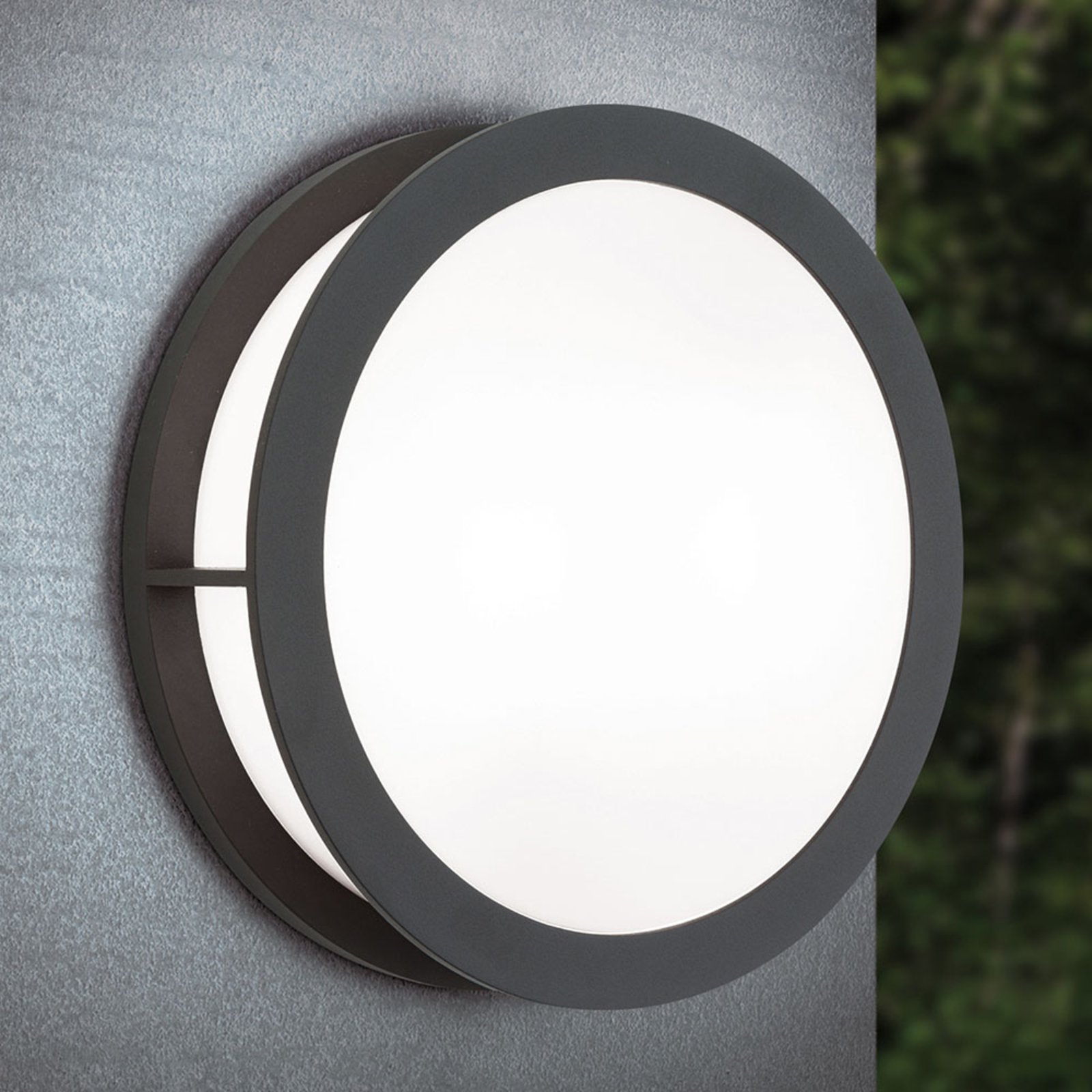 Henry outdoor wall light, Ø 30 cm anthracite