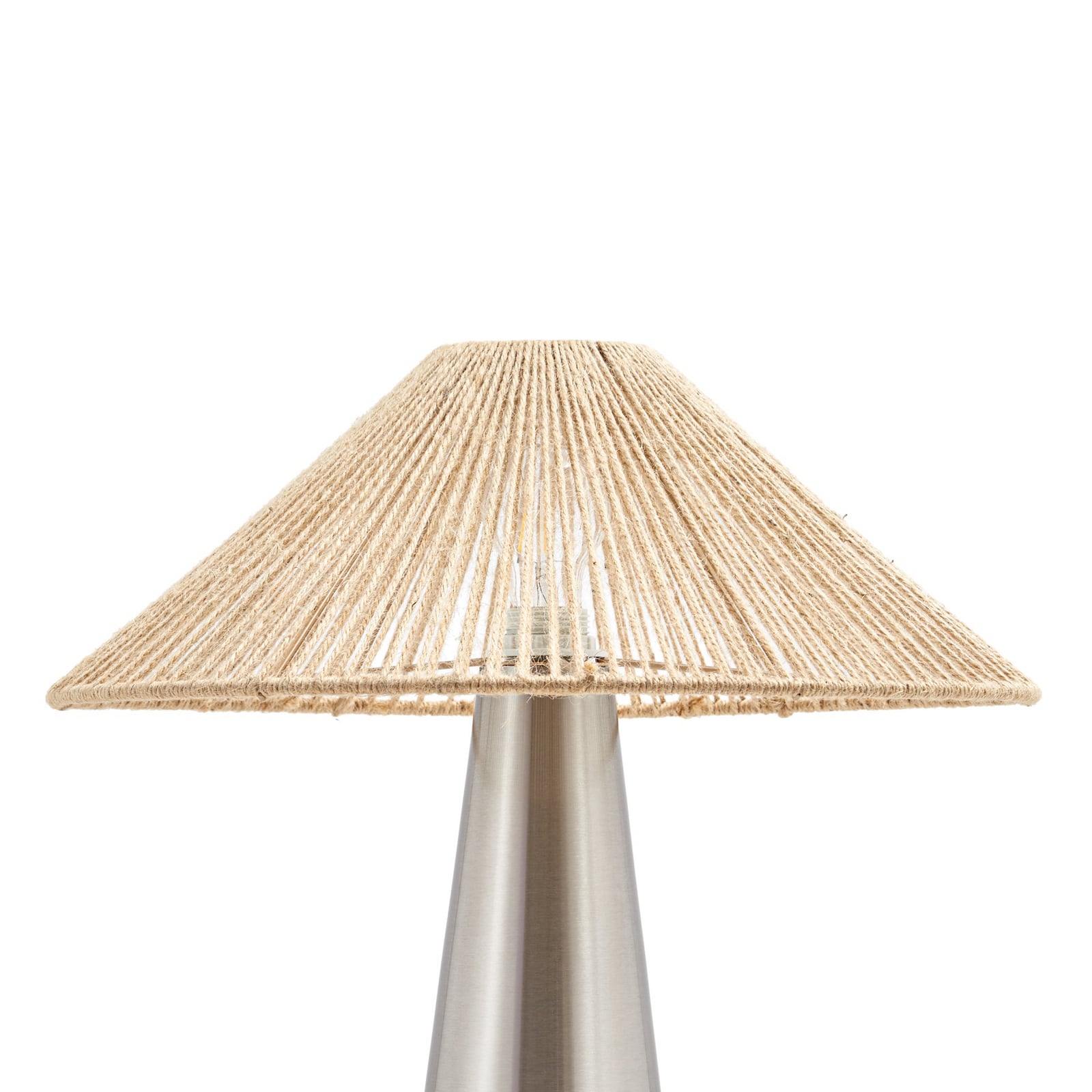 Lucande Stephane asztali világítás, nikkel, magasság 50 cm, kenderkötél