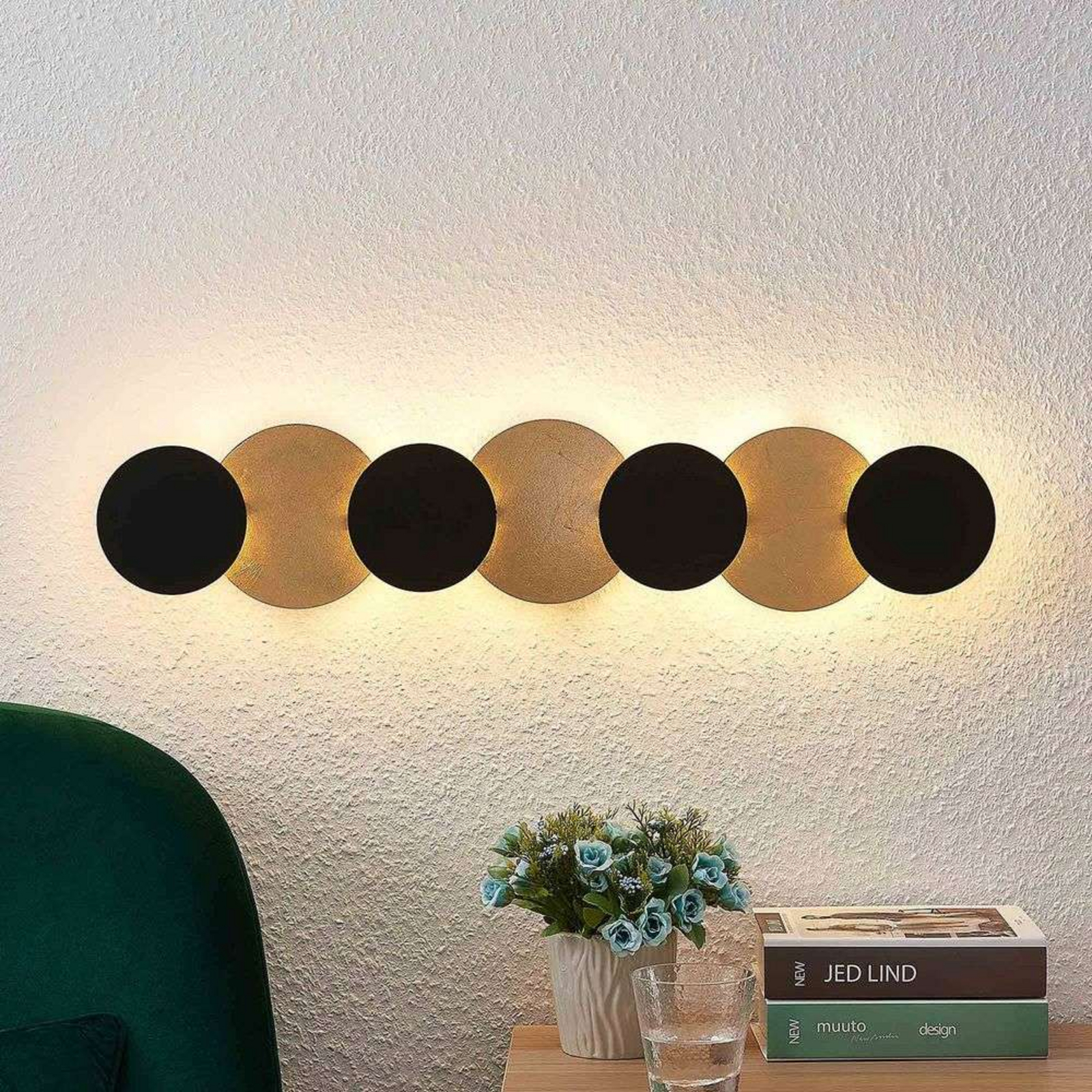 Grazyna 9 LED Aplică de Perete Black/Gold - Lindby