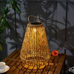 Lindby LED solárne svetlo Amaria, ratan, svetlo, Ø 27 cm