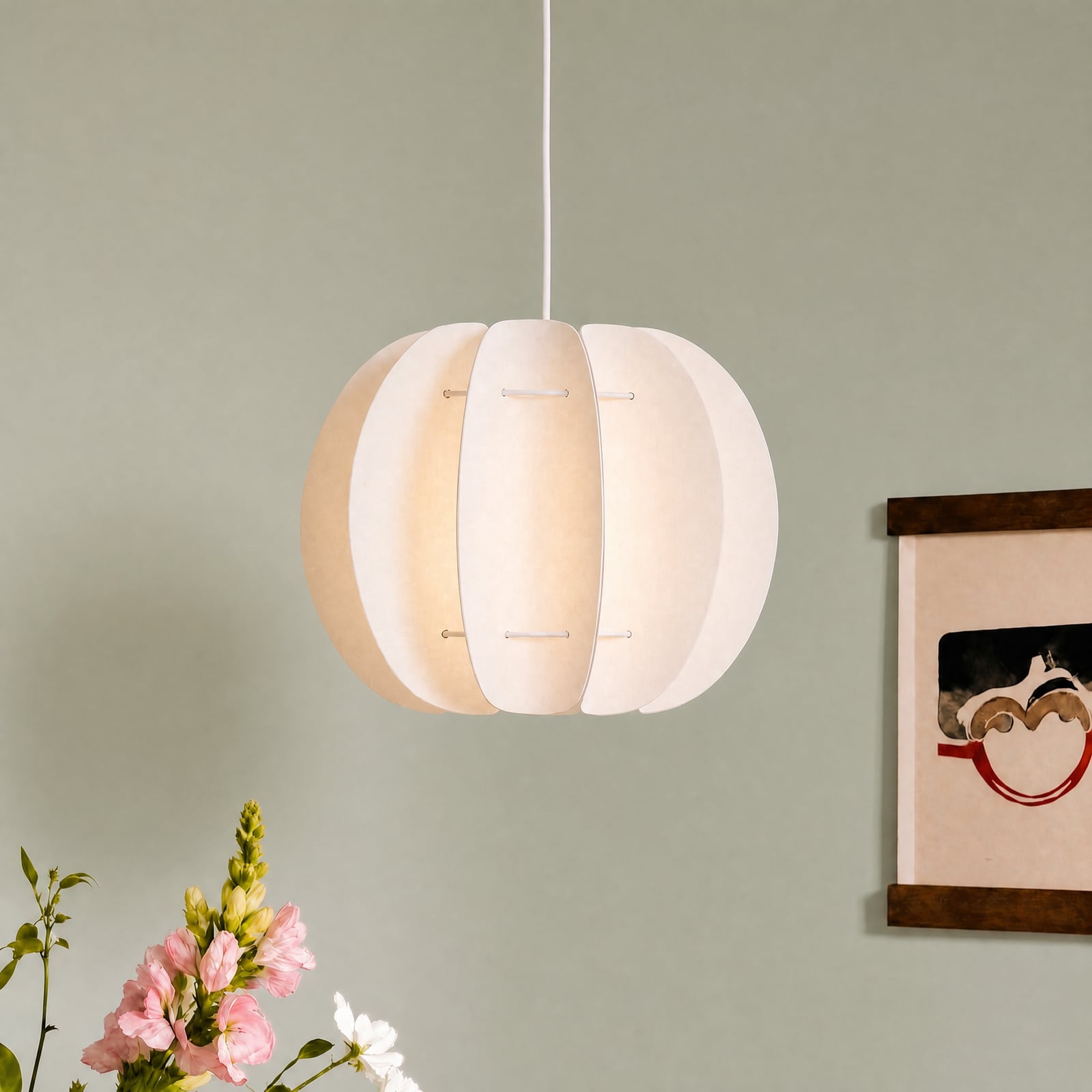 Winslow hengelampe, E27, Ø 35 cm, kremhvit, plast – Lindby Winslow hengelampe, E27, Ø 35 cm, kremhvit, plast – Lindby