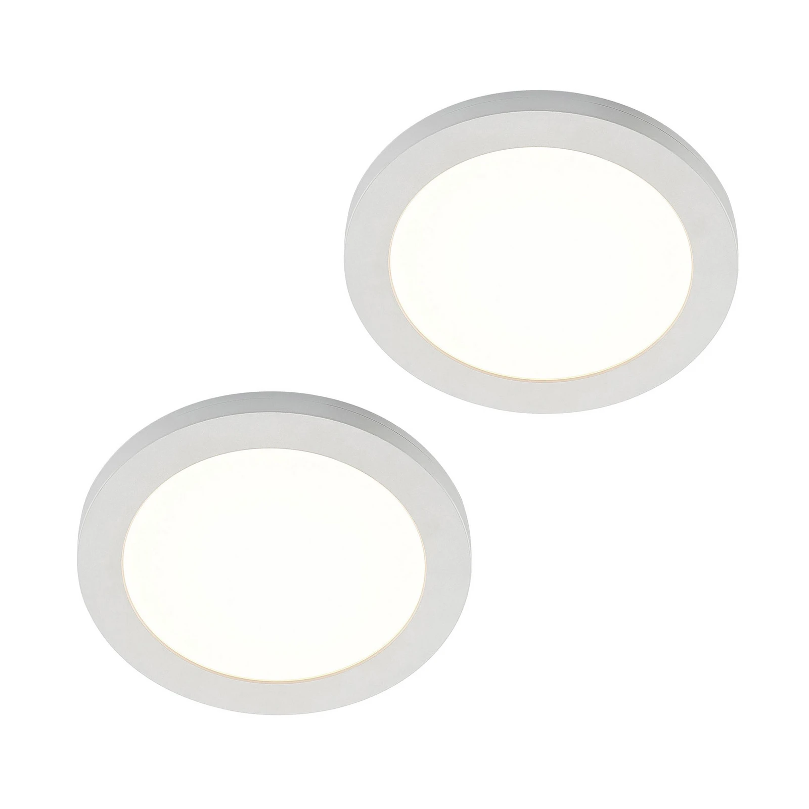 Prios LED-Deckenlampe Aureka, 2er-Set, Sensor, Ø 23 cm, weiß