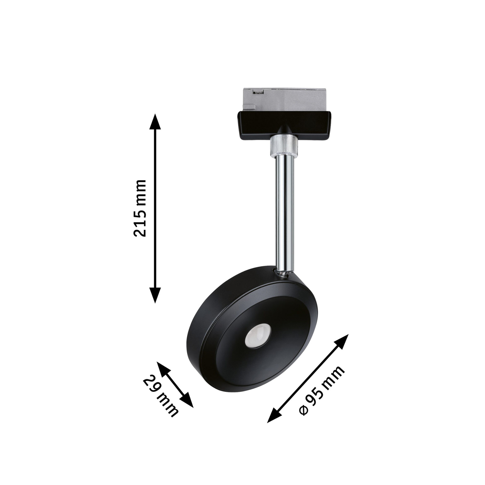 Paulmann URail LED спот Discus черен, с възможност за димиране