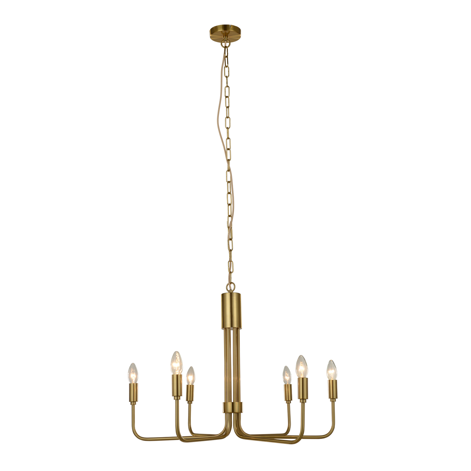 Lindby Elanova chandelier, 6-bulb, brass