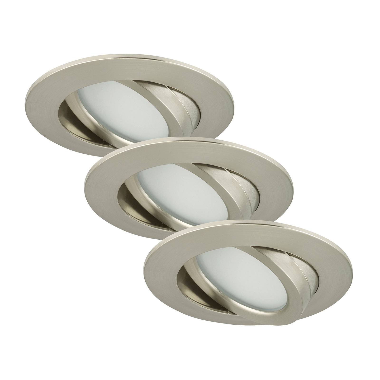 Briloner Set de 3 spots encastrés LED Bert nickel mat