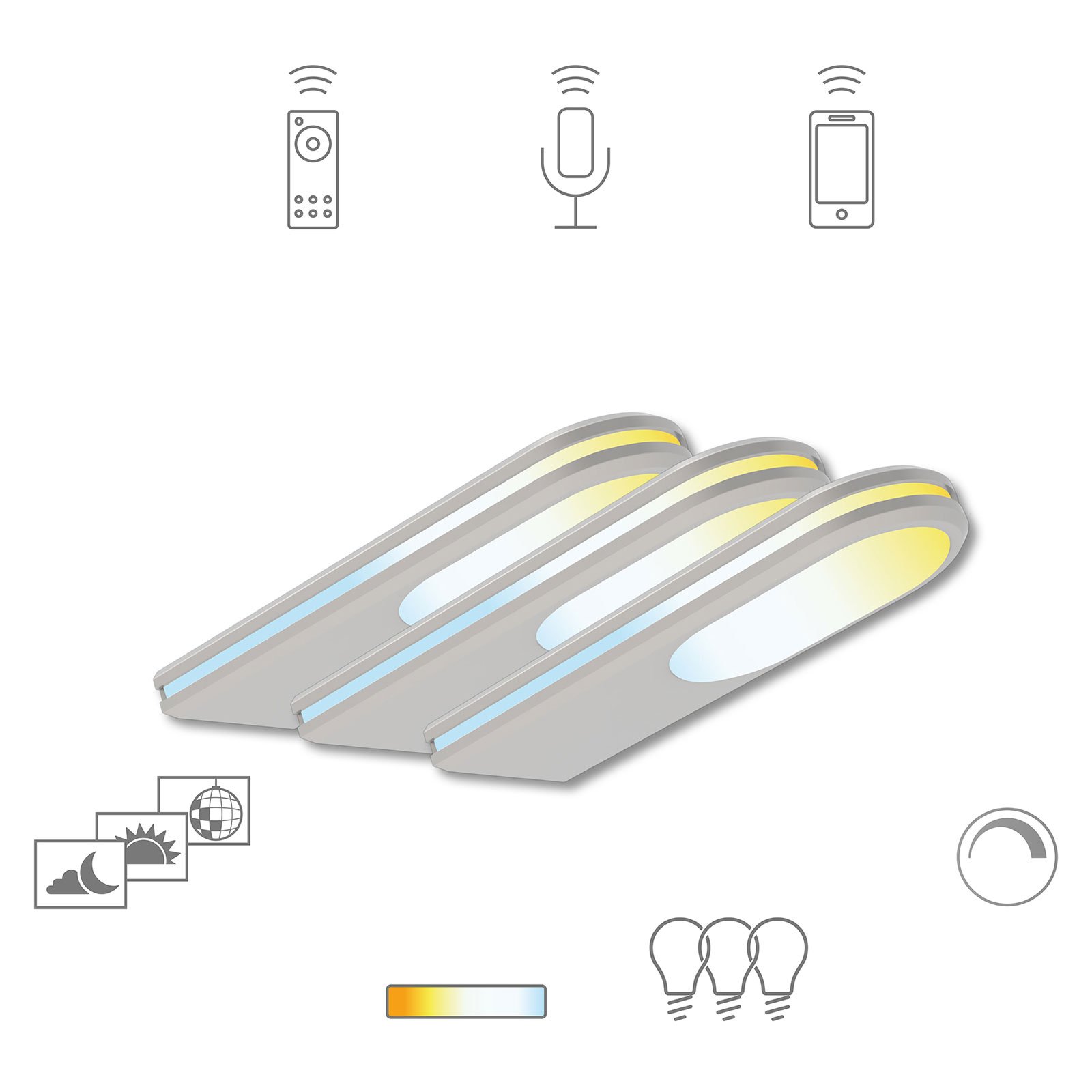 Müller Licht tint LED-bänklampa Armaro, 3-pack
