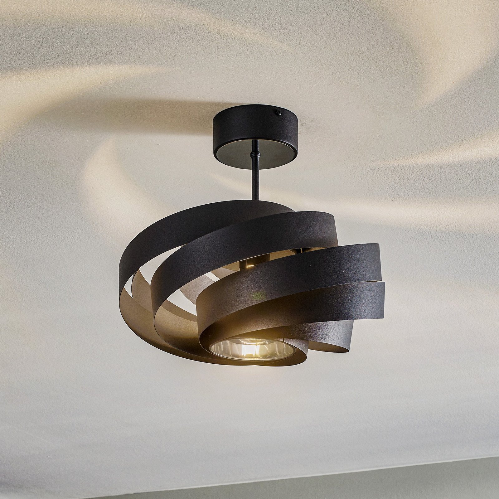 Domiluce Plafonieră Vento negru Ø 40 cm metal E27 - Camera de zi / sufragerie - modern