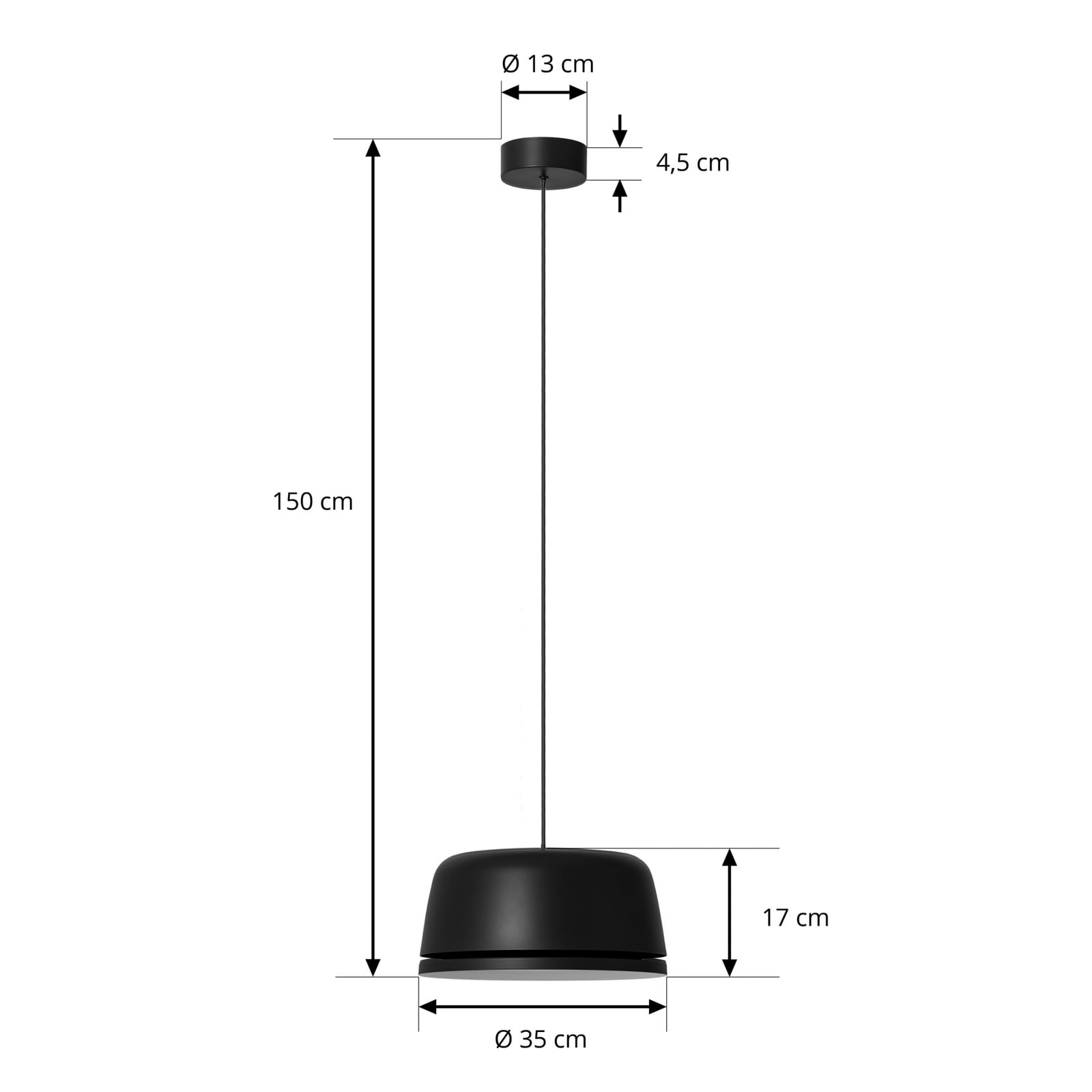 Peaks LED-hengelampe, svart, Ø 35 cm, dimbar, aluminium - Nola