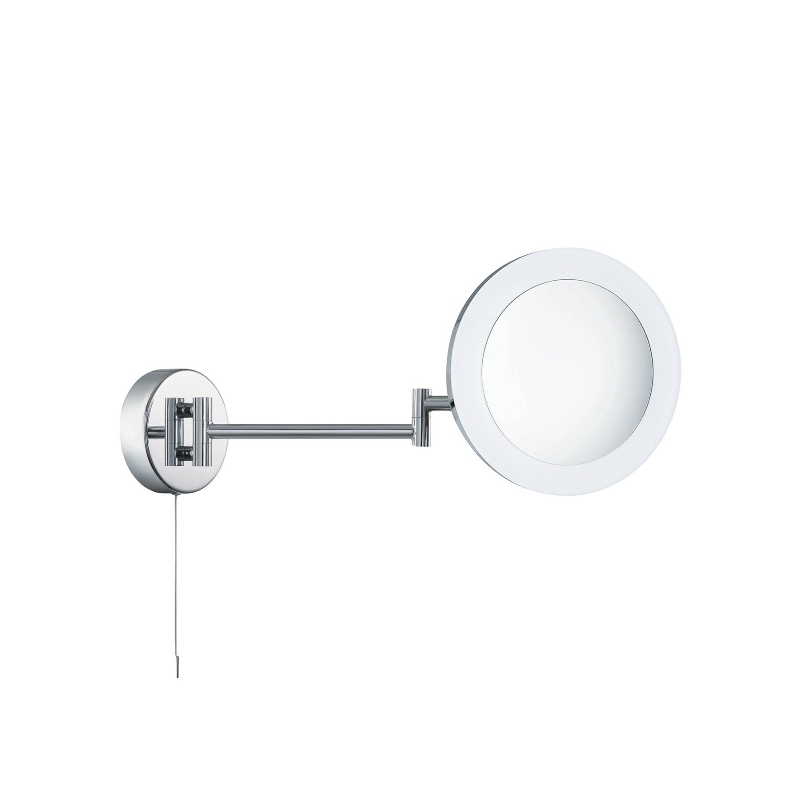 Magnifying LED mirror, chrome-coloured/frosted, IP44, Ø 20 cm