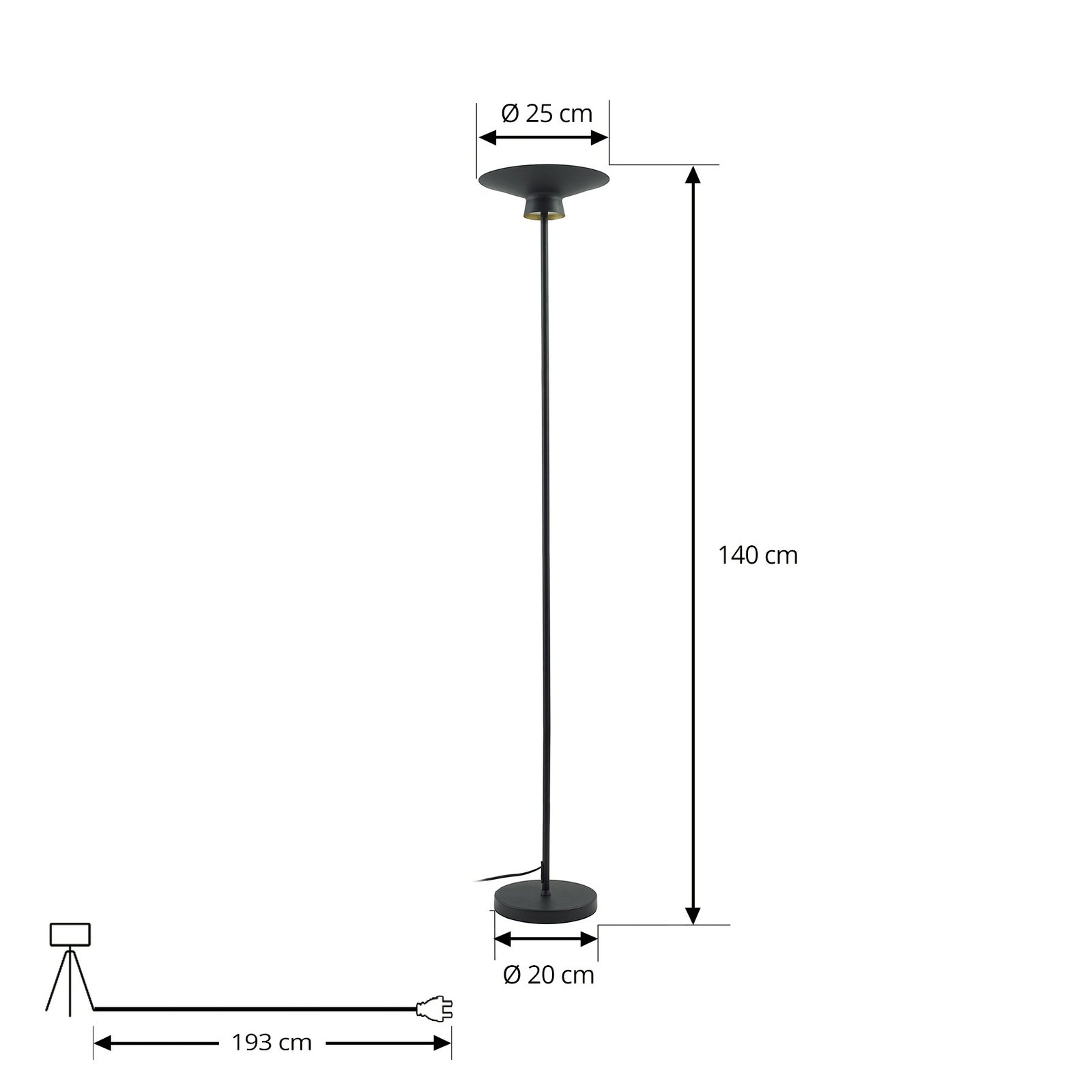 Lindby LED-gulvlampe Norvind, svart, metall, 1 lyskilde