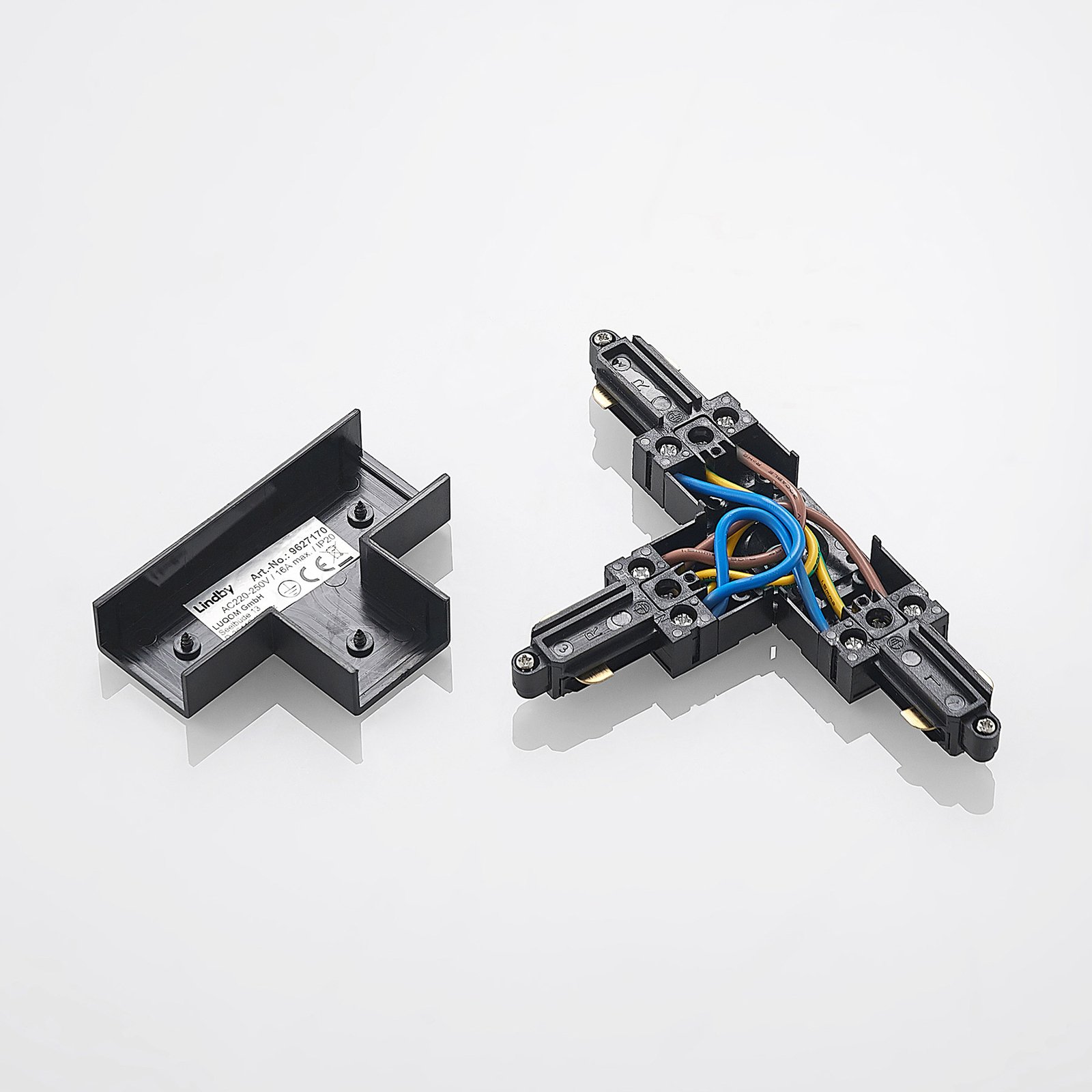 Lindby T-connector Linaro, zwart, 1-fase systeem