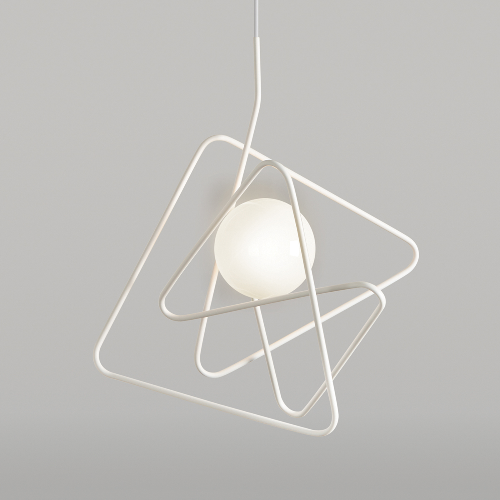 Gibas Ingenious designer hanging light Inciucio, white, for Living / Dining Room, steel, borosilicate glass, E27, 60 W, energy efficiency: A++