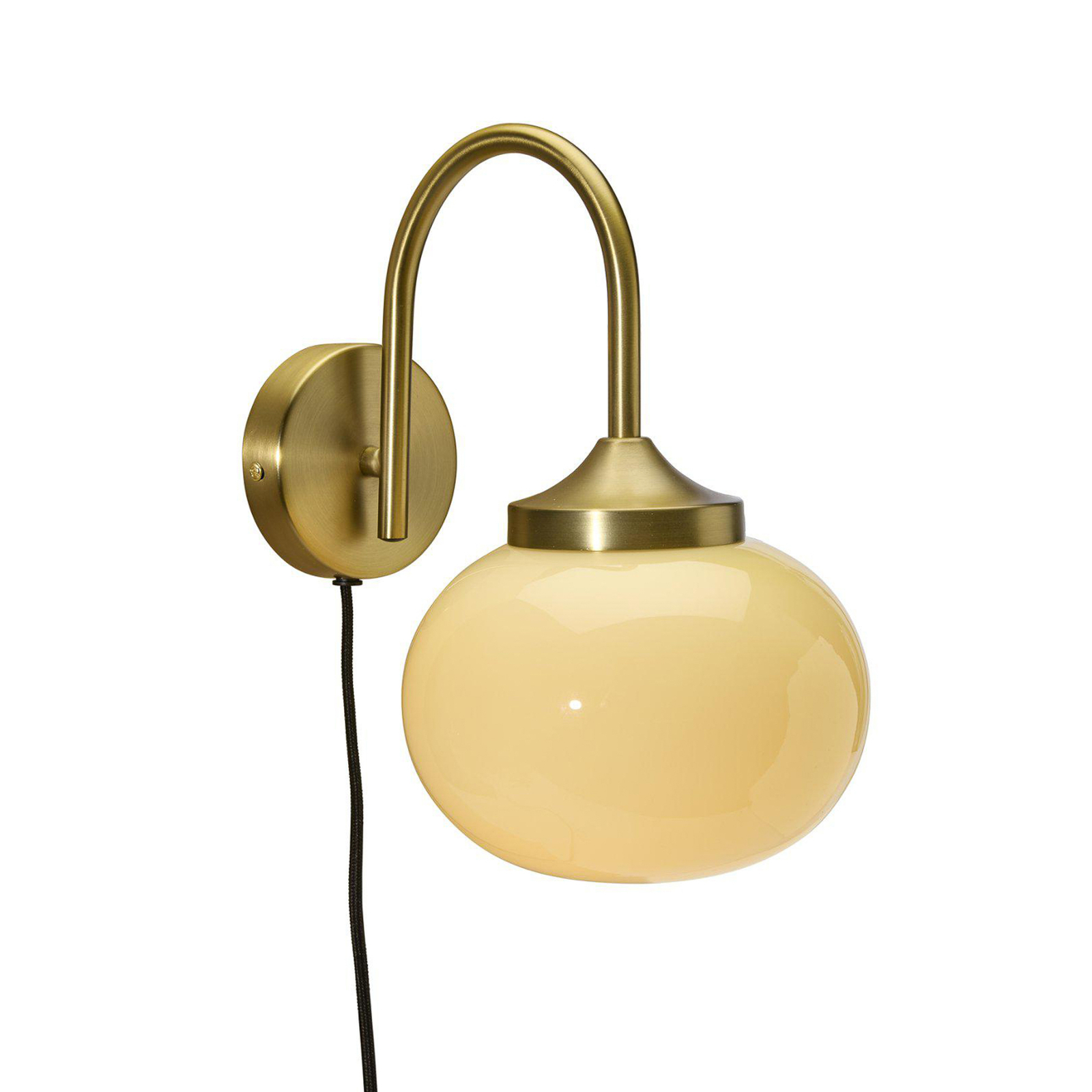 PR Home Elsy wall light, brass-coloured, cream glass, plug