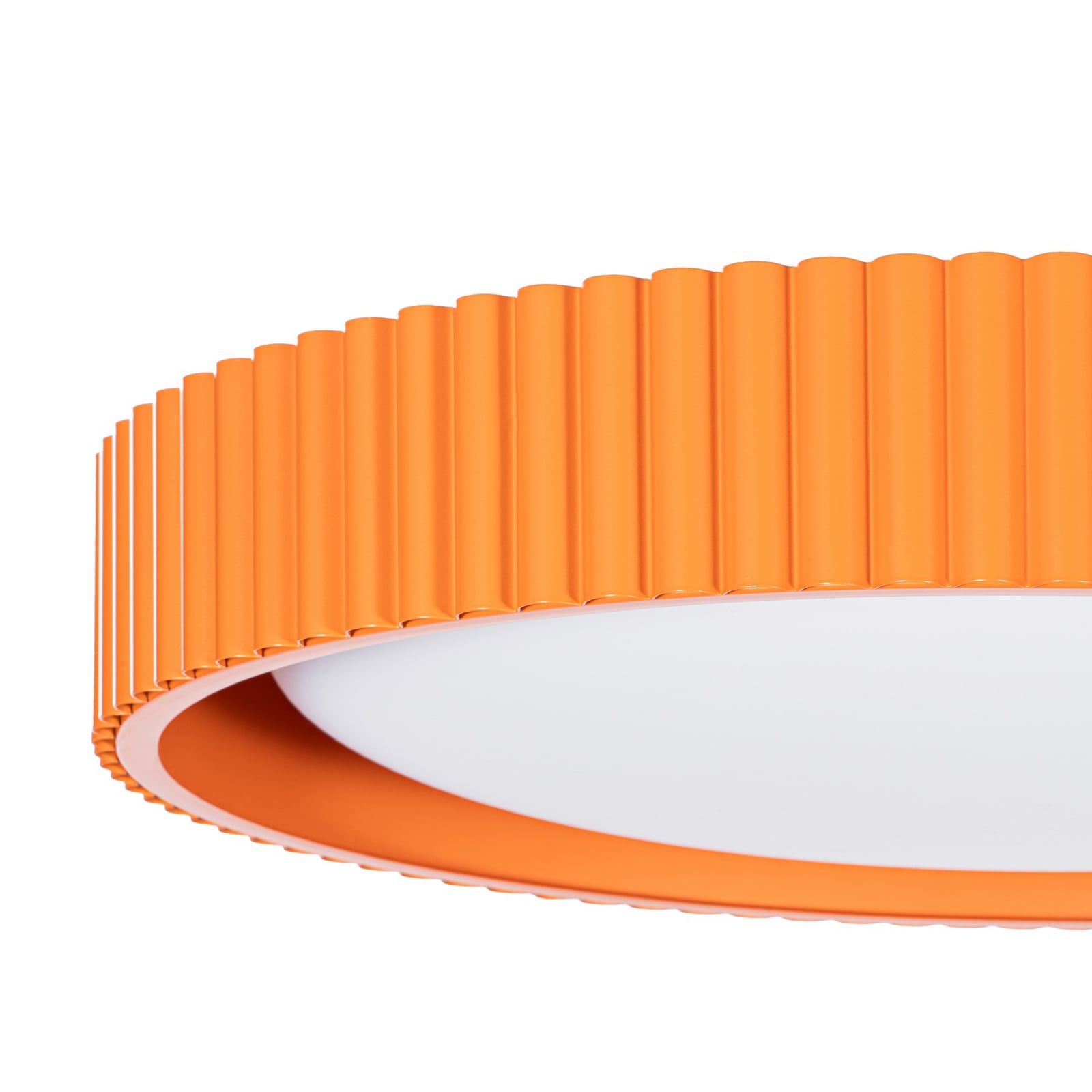 Stropné LED svetlo Colbie, oranžové s rebrovaním, Ø 46 cm, stmievateľné – Lindby Stropné LED svetlo Colbie, oranžové s rebrovaním, Ø 46 cm, stmievateľné – Lindby