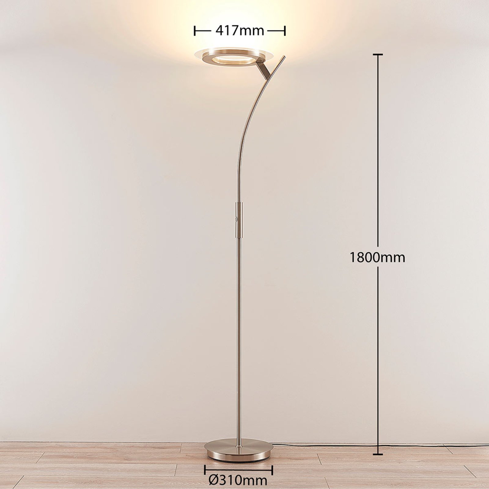 Darion Floor Lamp Nickel - Lindby