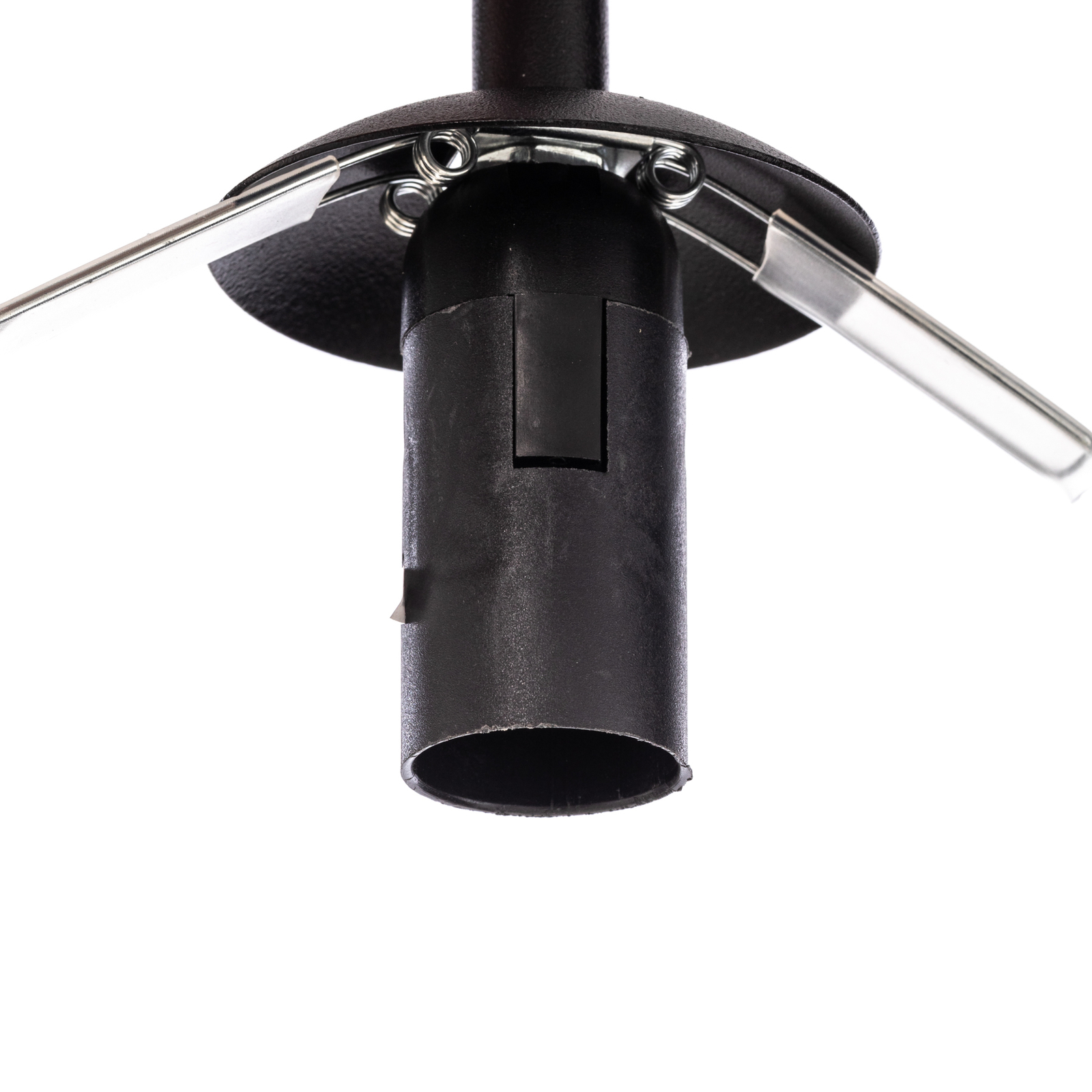 Glassy pendant light, 6-bulb, black, graphite, glass, 75 cm