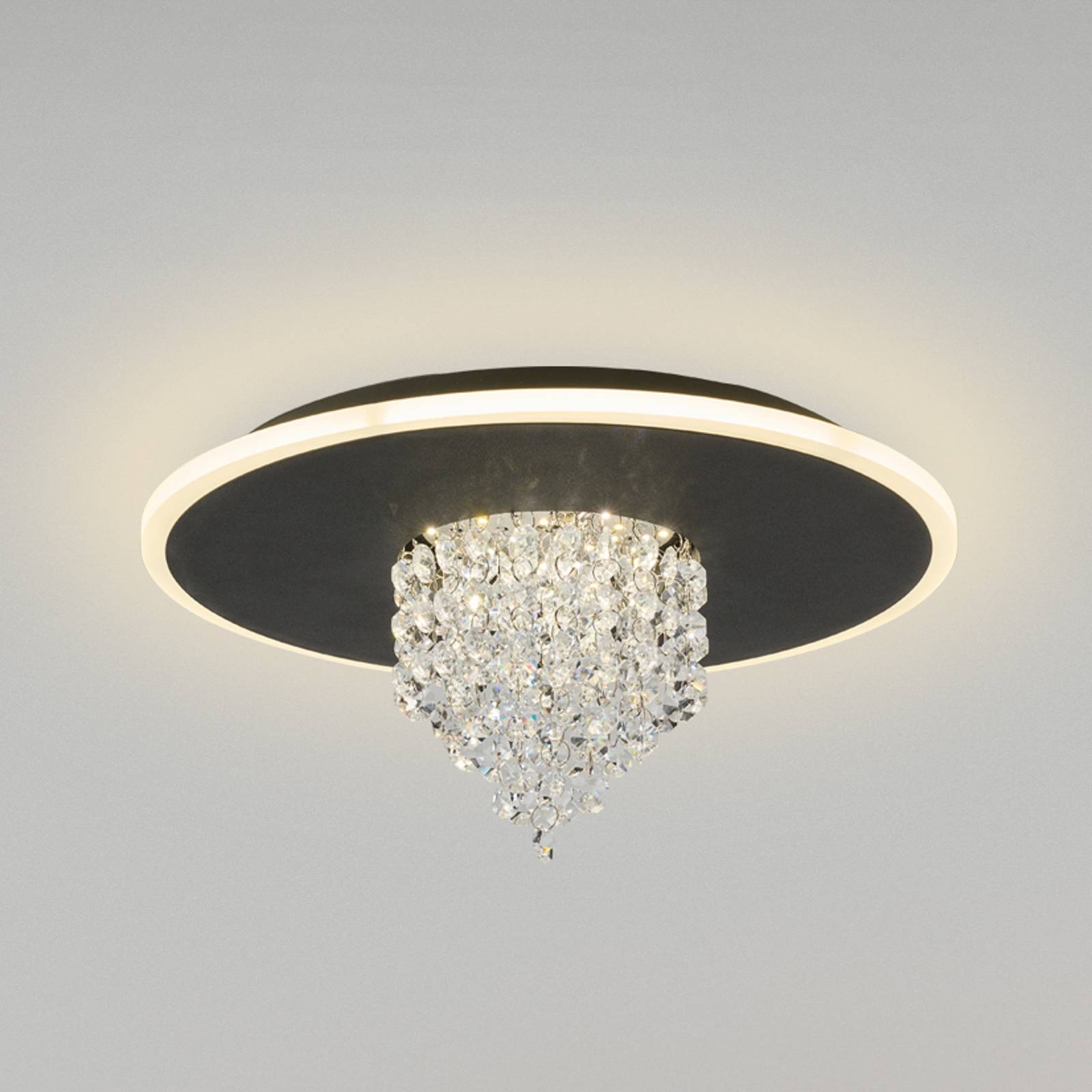 Lampa sufitowa LED Deluge, czarna, Ø 32 cm, metal/akryl