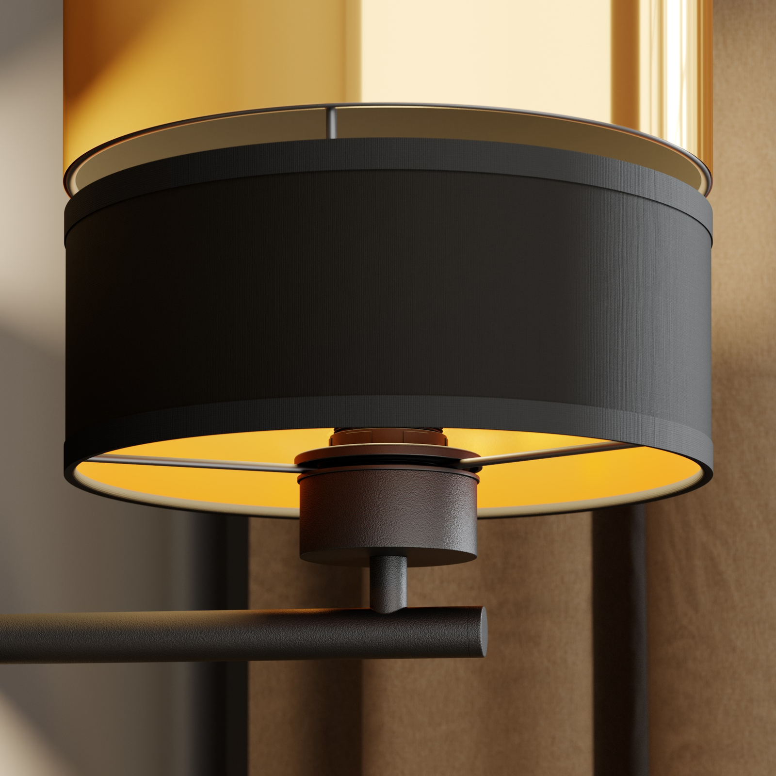 Hilton wandlamp zwart/goud met LED leeslampje