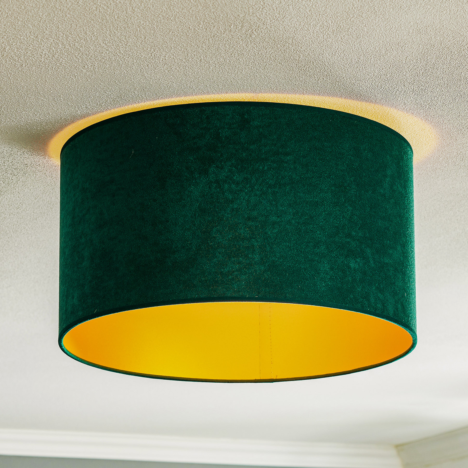 Taklampe Golden Roller Ø 40cm mørkegrønn/gull