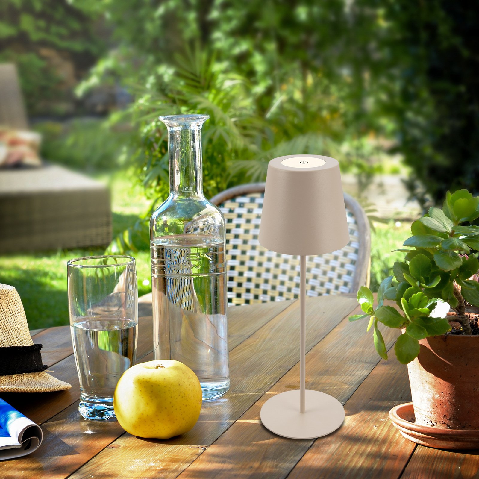 Nabíjateľná stolová lampa LED 7508011, béžová, 2 700 K IP44 dotykový stmievač