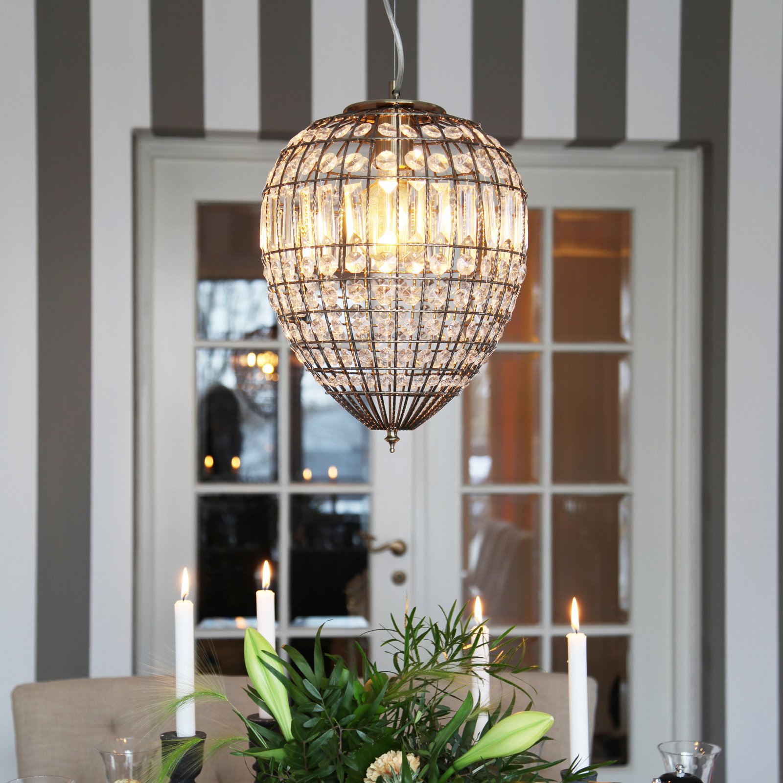 By Rydéns Amadeus hanging antique glass decoration, for Living / Dining Room, metal, glass, E27, 60 W, energy efficiency: A++, H: 41.5 cm