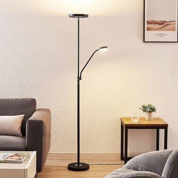 Lindby Sumani LED stojací lampa, kulatá, černá