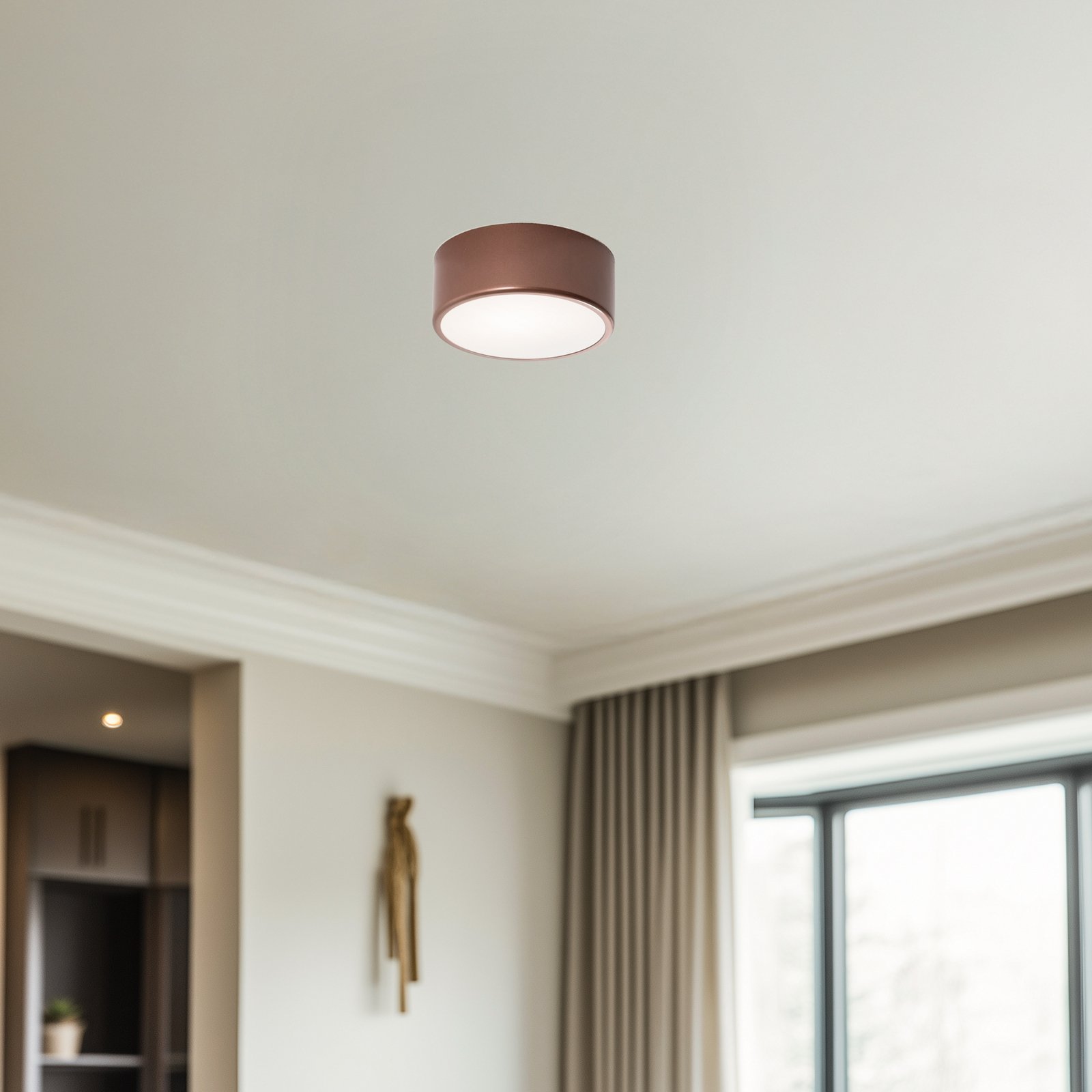 Plafonnier Cleo, Ø 20 cm, IP54, couleur cuivre, métal, E27