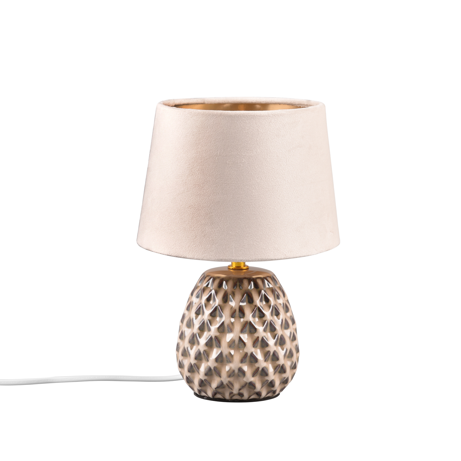 Lámpara mesa Ariane de cerámica y terciopelo beige