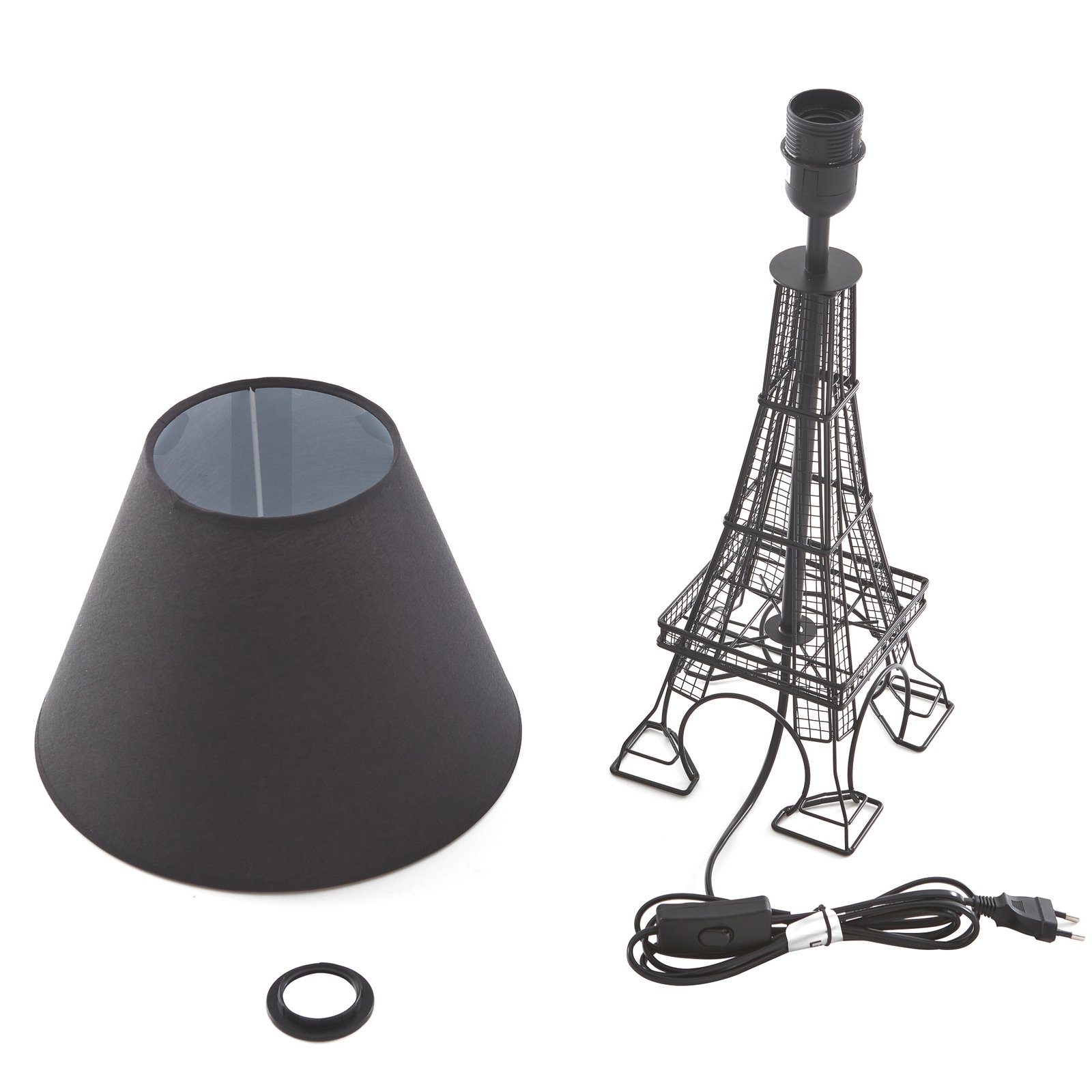 Lindby lampe à poser Croia, noir, métal, Ø 28 cm, E27