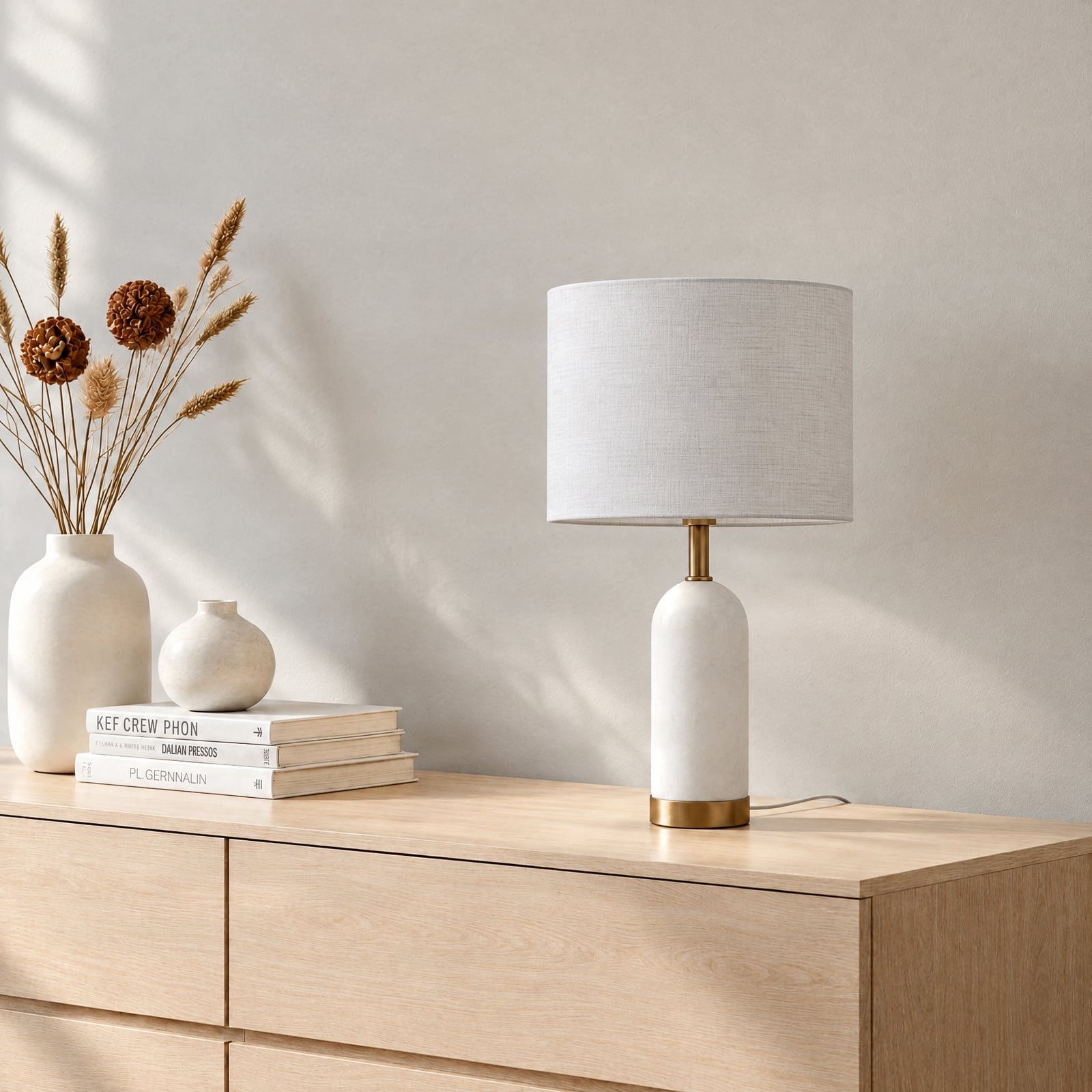 Stolní lampa Lindby alabastr, bílá/zlatá, Ø 30 cm, mramor, E27