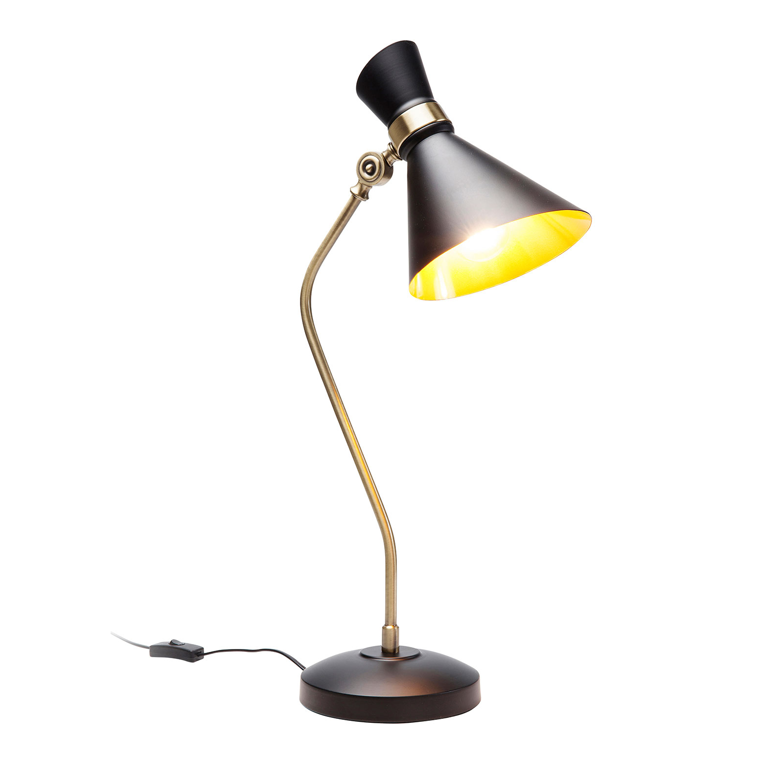 Kare KARE Skagen table lamp in a black/gold design, for Living / Dining Room, steel, E27, 40 W, energy efficiency: A++, W: 18 cm, H: 66 cm