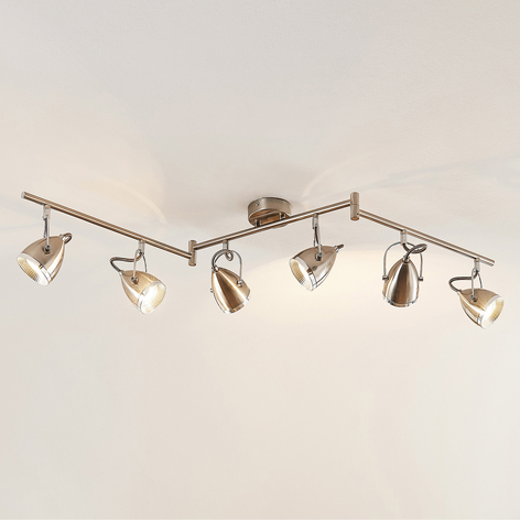 Lindby Jadon LED-Deckenstrahler nickel 6-flg.