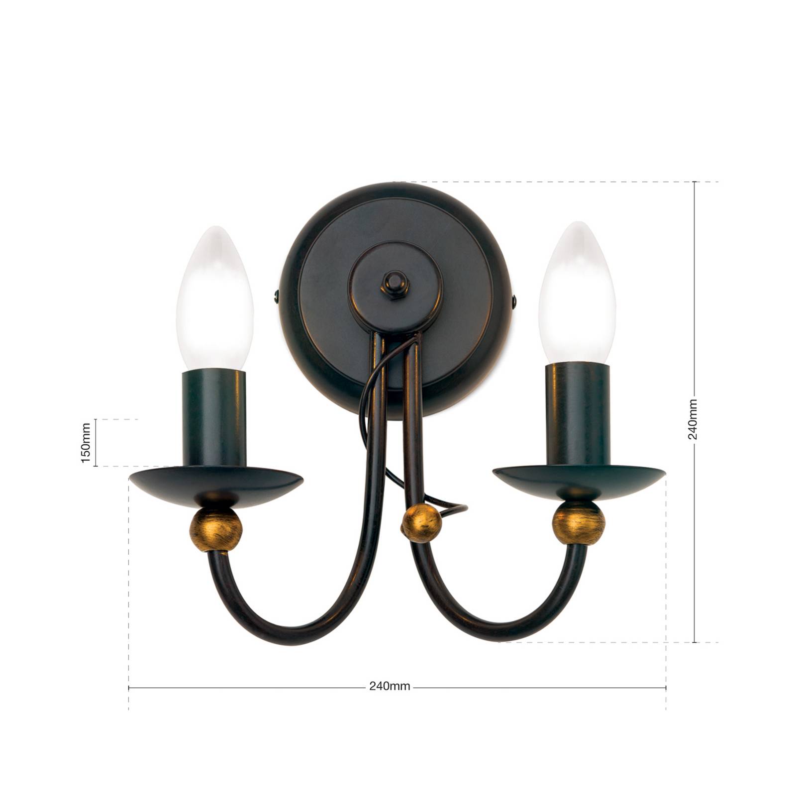 2-punktowa lampa ścienna GARDA w stylu dworkowym