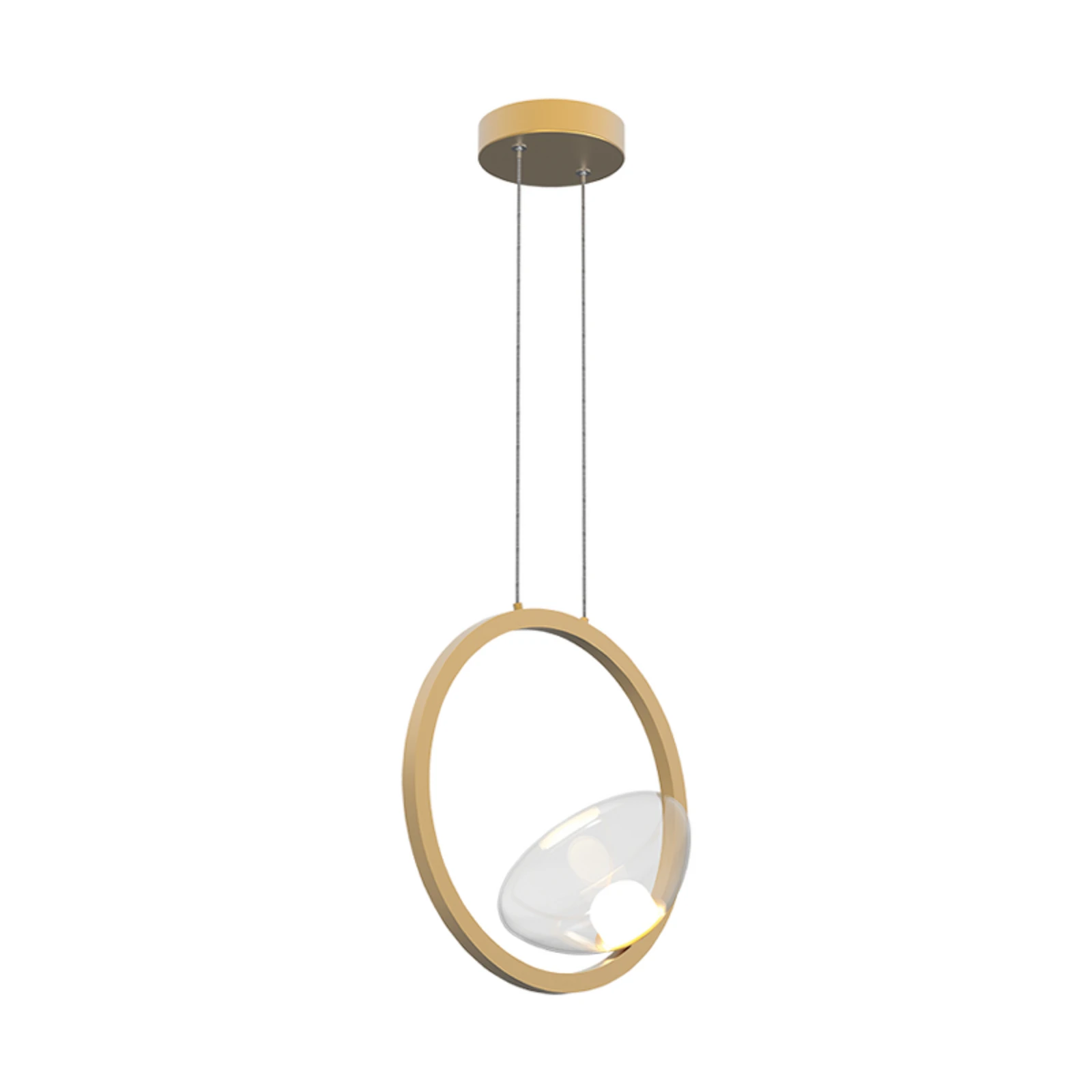 LED závesné svietidlo 23028, matná zlatá, Ø 32 cm, kov/sklo, stmievateľné