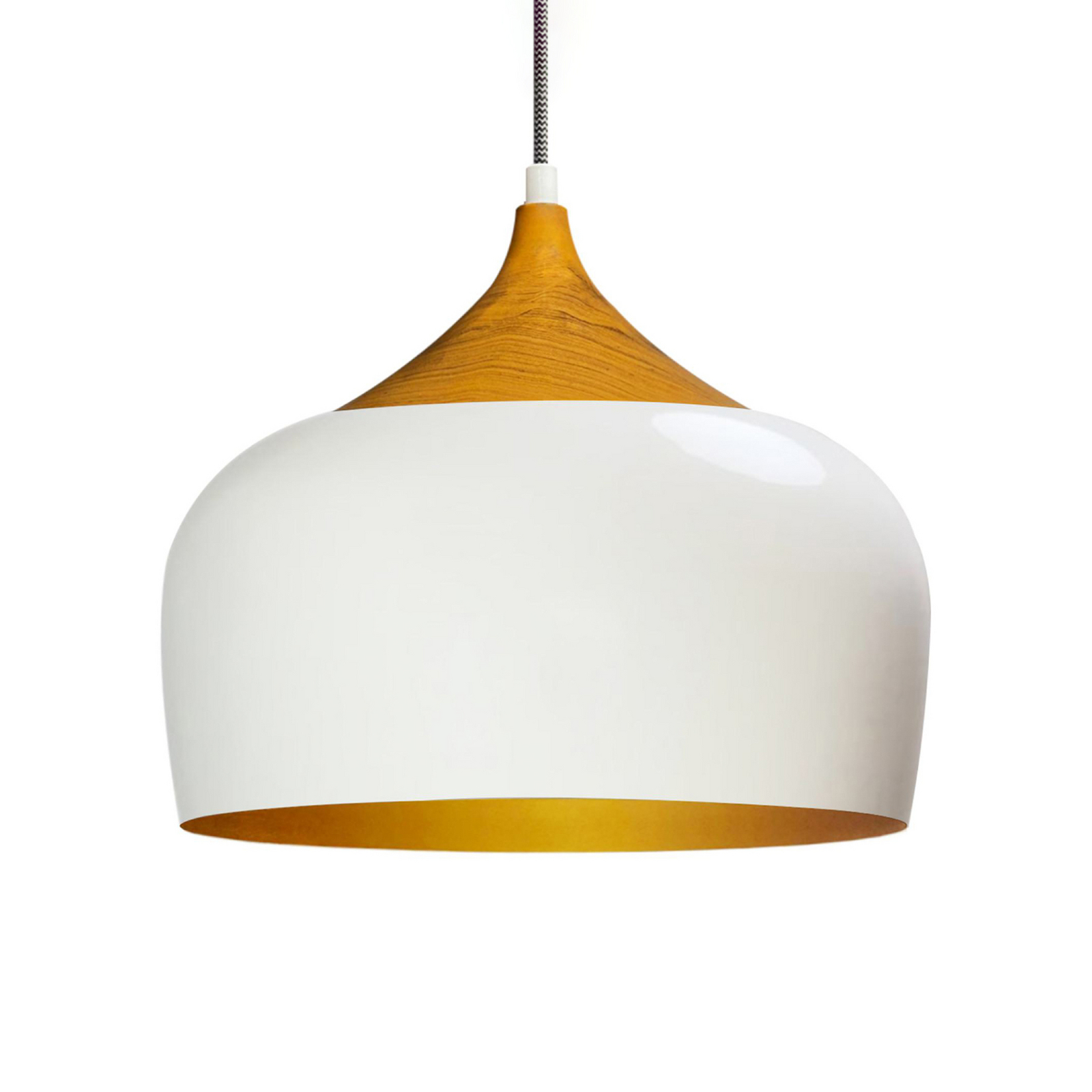 Suspension Qwen, blanc/or, métal, Ø 30 cm